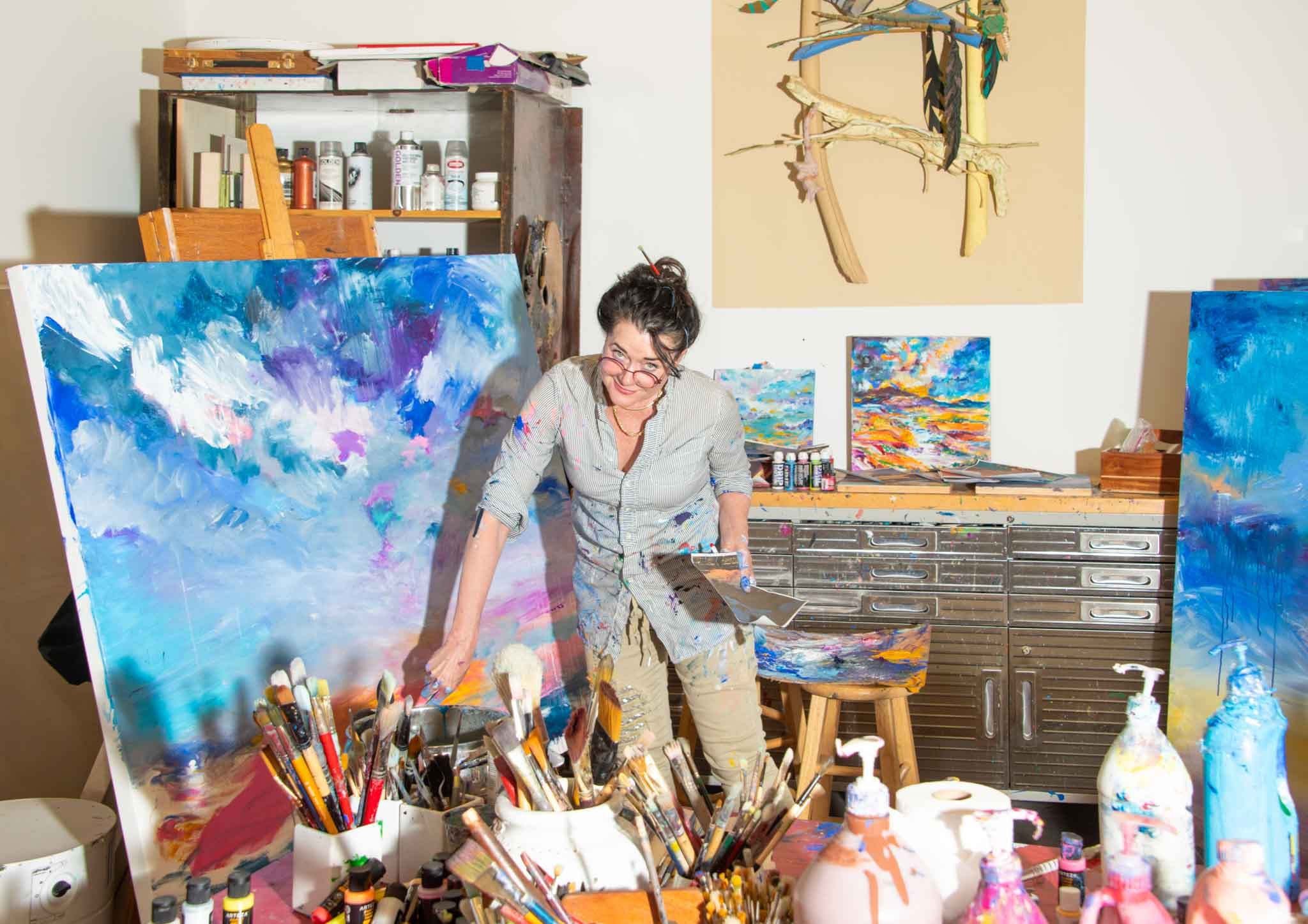 Fine Artist Robbi Firestone in Studio. Photo Credit: Daniel Philip Kronberg