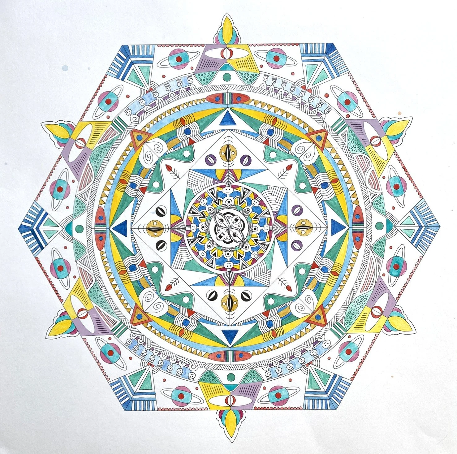 Coloured Mandala, Watercolour and Ink on Paper - Stacey Ballard.JPEG
