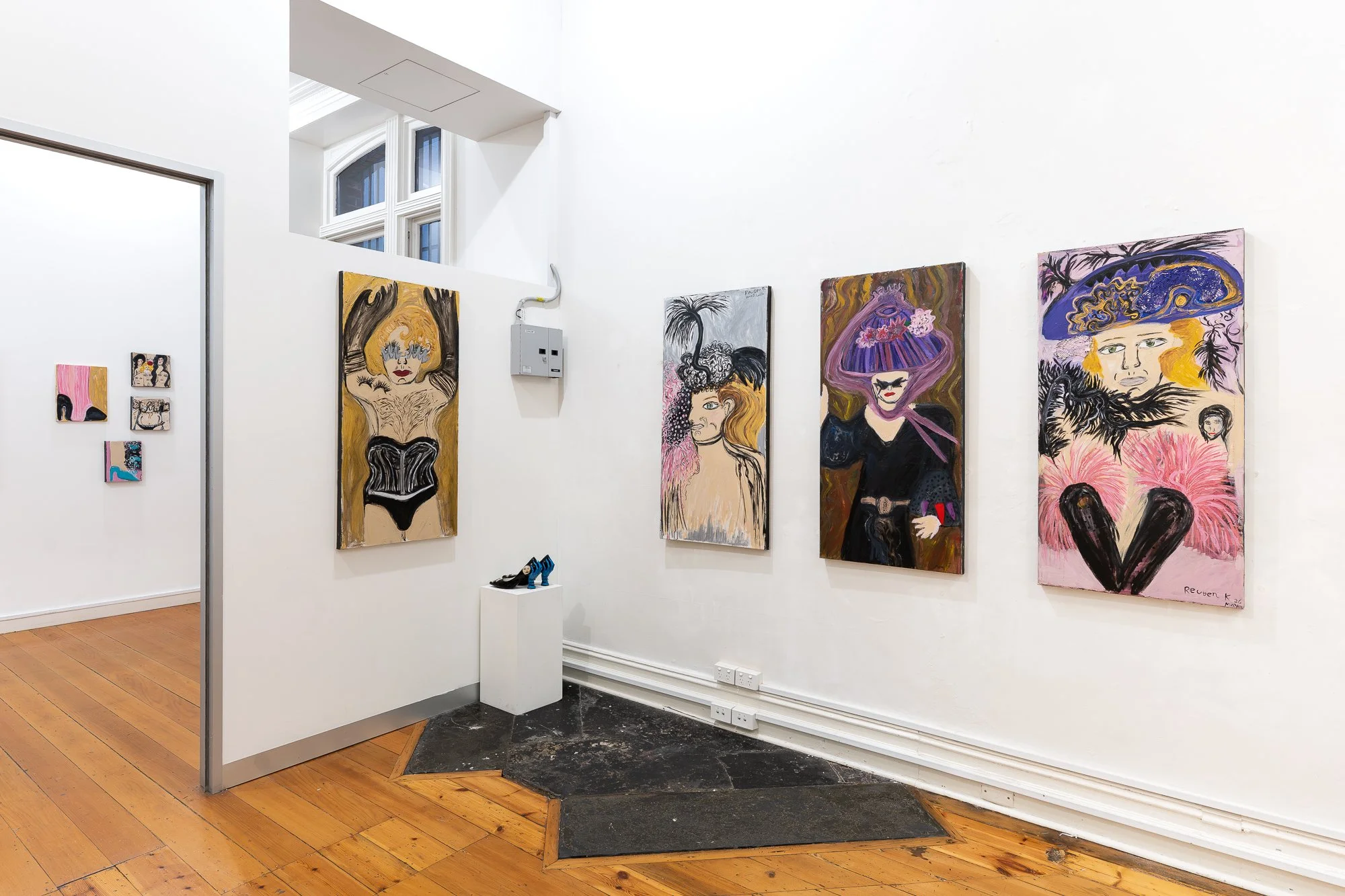 Installation image of artworks from Maya Taman's solo I Ain't No Fancy Bird