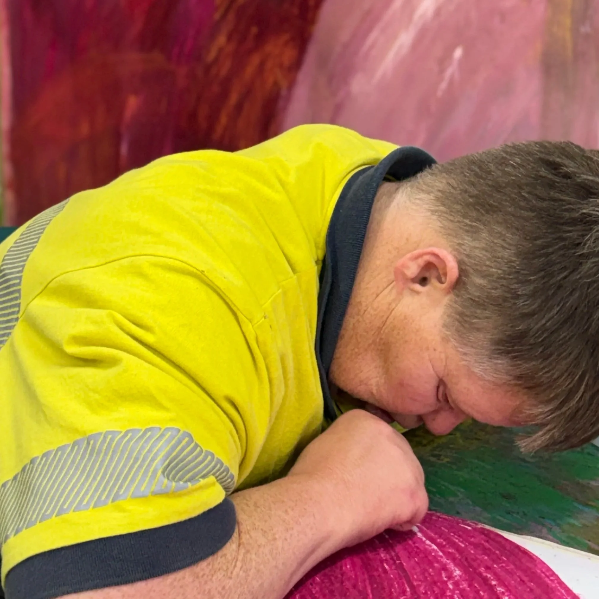 Robert Croft from ArtGusto working on a new artwork.