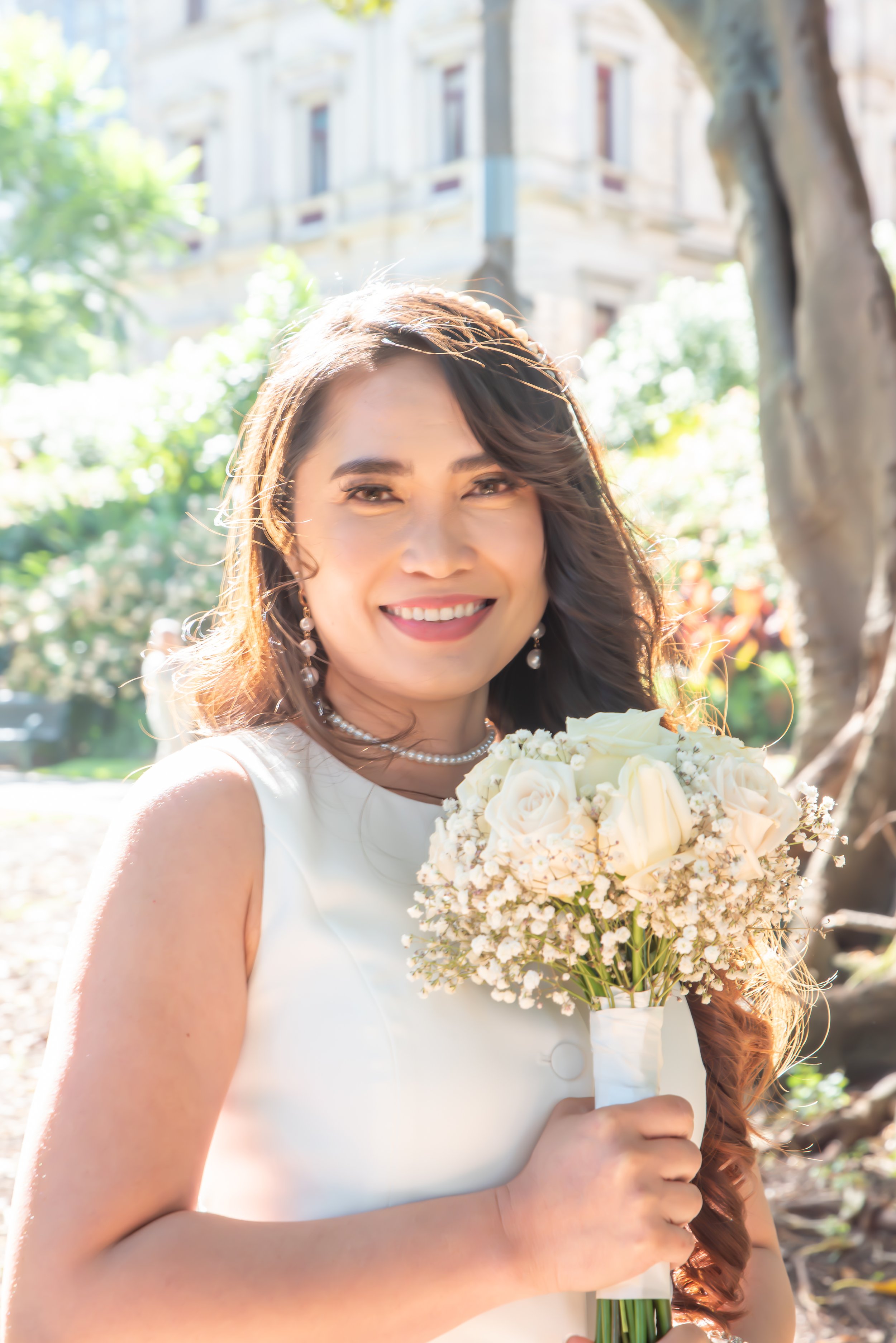 Fatima bridal portrait – A beautiful natural portrait highlighting Fatima’s bridal style and wedding dress.