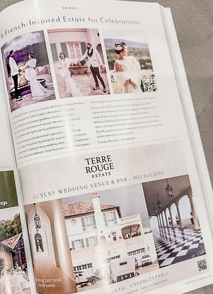 Featured in Brides Melbourne Magazine 2026 – Brad &amp; Treasure's Spectacular 1920s Wedding