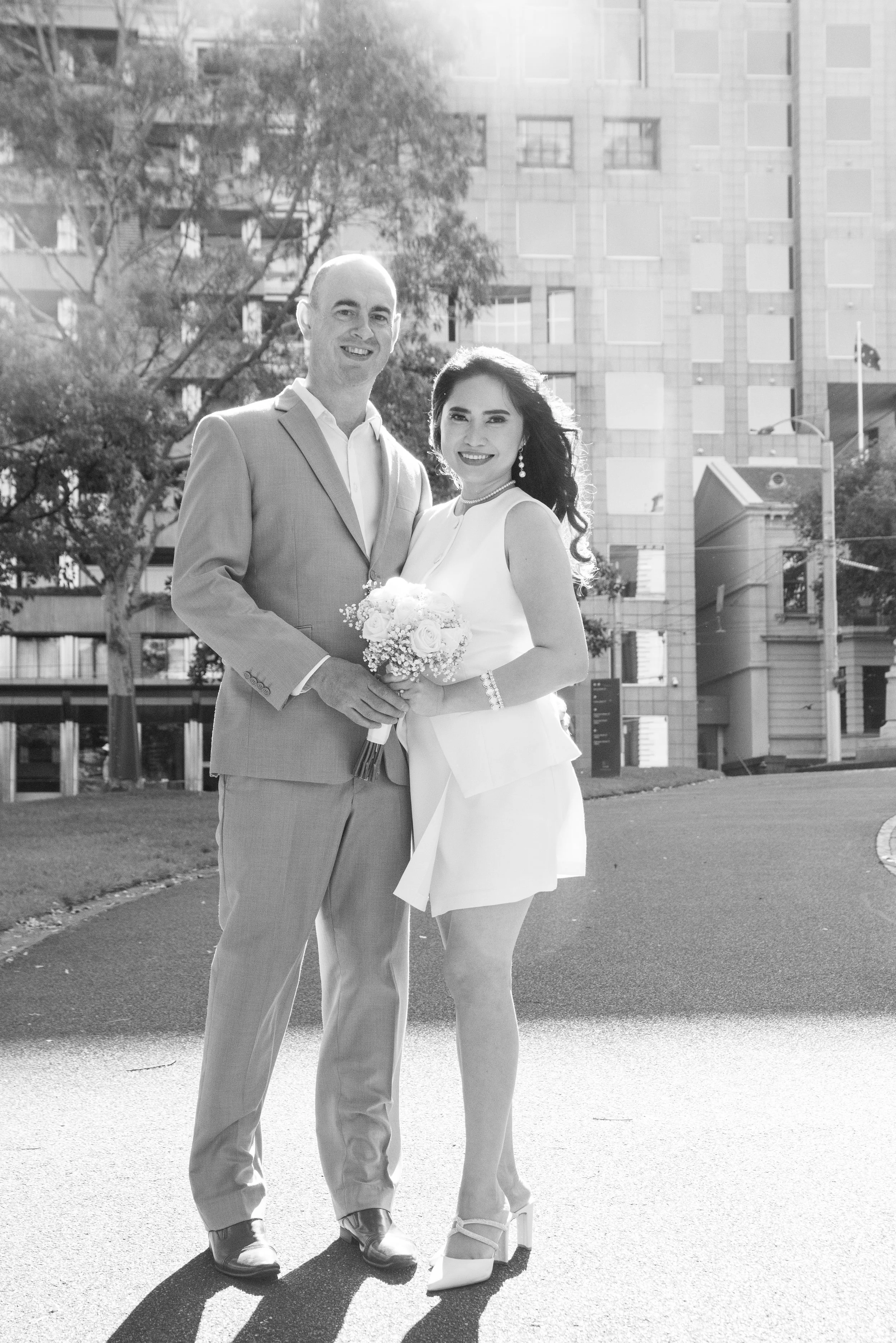 Bride and groom portrait – A timeless wedding portrait of Fatima and David together after their ceremony.