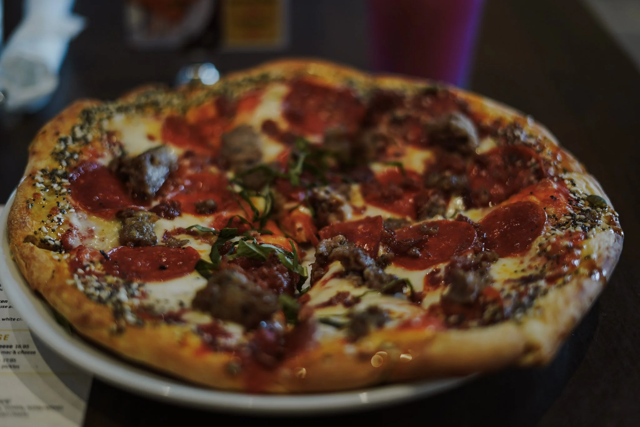 Pepperoni and Sausage Pizza at Honey Seed in Chattanooga, Tennessee
