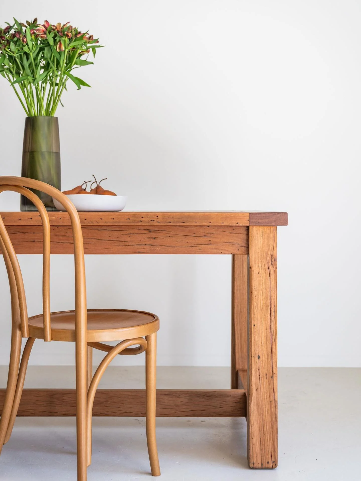 NELSON | Refectory Table

Our take on the traditional refectory table it was designed to stand strong as an impressive feature table, while comfortably seating 14+ people.
Pictured here in recycled Blackbutt at 4.1m long, the Nelson is custom made to