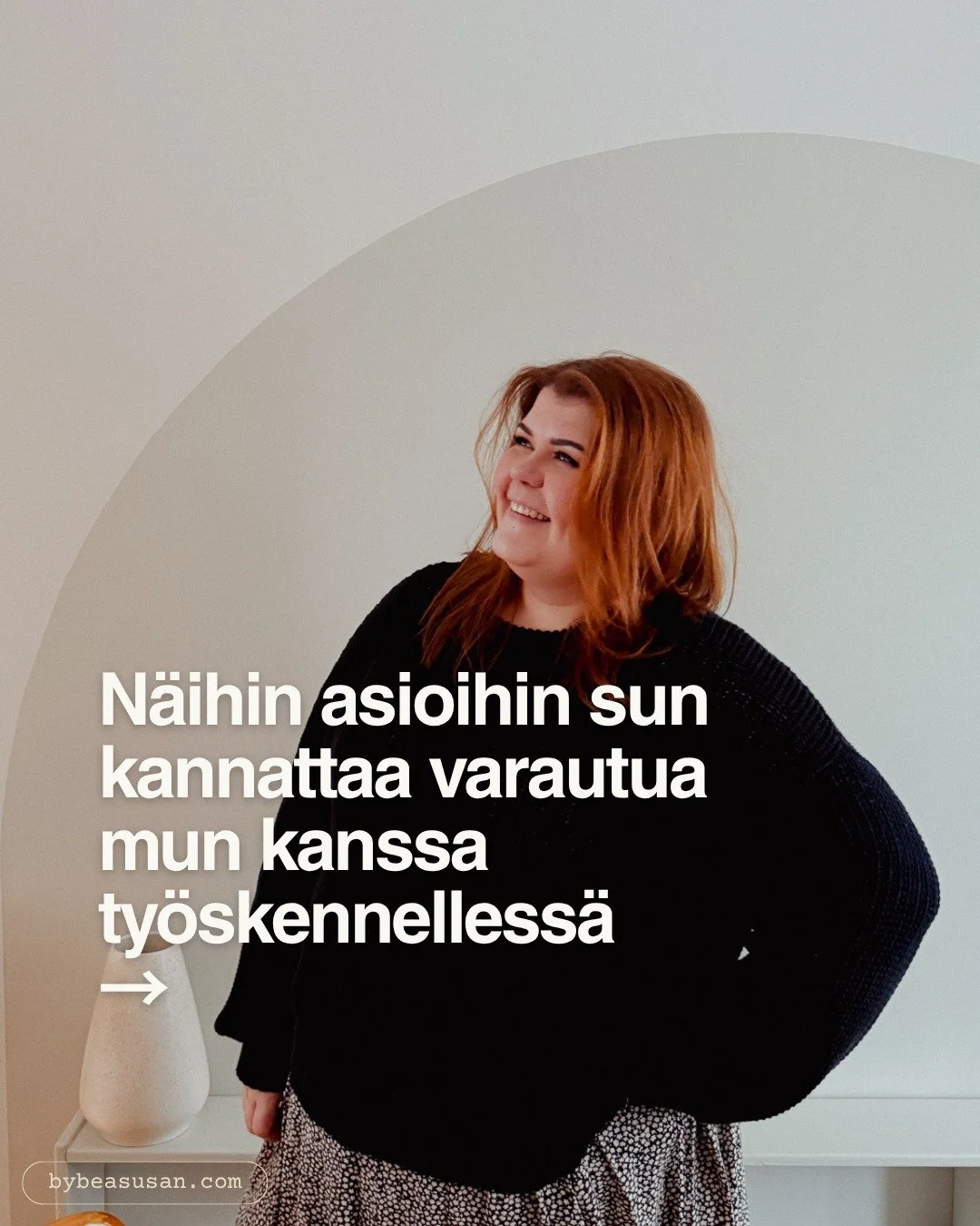 Kun me ty&ouml;skennell&auml;&auml;n yhdess&auml;, niin mulle t&auml;rkeint&auml; on:

👉🏼 Luoda molemminpuoleinen luottamus
👉🏼 Saada t&auml;ydellinen ymm&auml;rrys sun bisneksest&auml;
👉🏼 Toteuttaa projekti joka tuo iloa ja uusia n&auml;k&ouml;