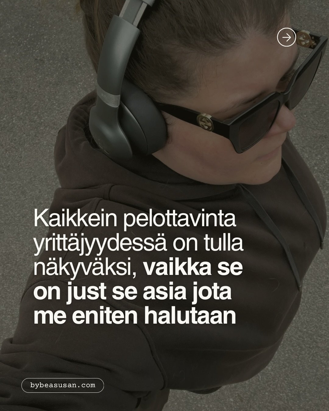 Monesti m&auml; ajattelen, ett&auml; ei sill&auml; seuraajam&auml;&auml;r&auml;ll&auml; niin v&auml;li&auml;, kunhan yleis&ouml; on just sit&auml; sun yleis&ouml;&auml;.

Mutta kyll&auml; m&auml; uskon my&ouml;s siihen, ett&auml; mit&auml; enemm&auml