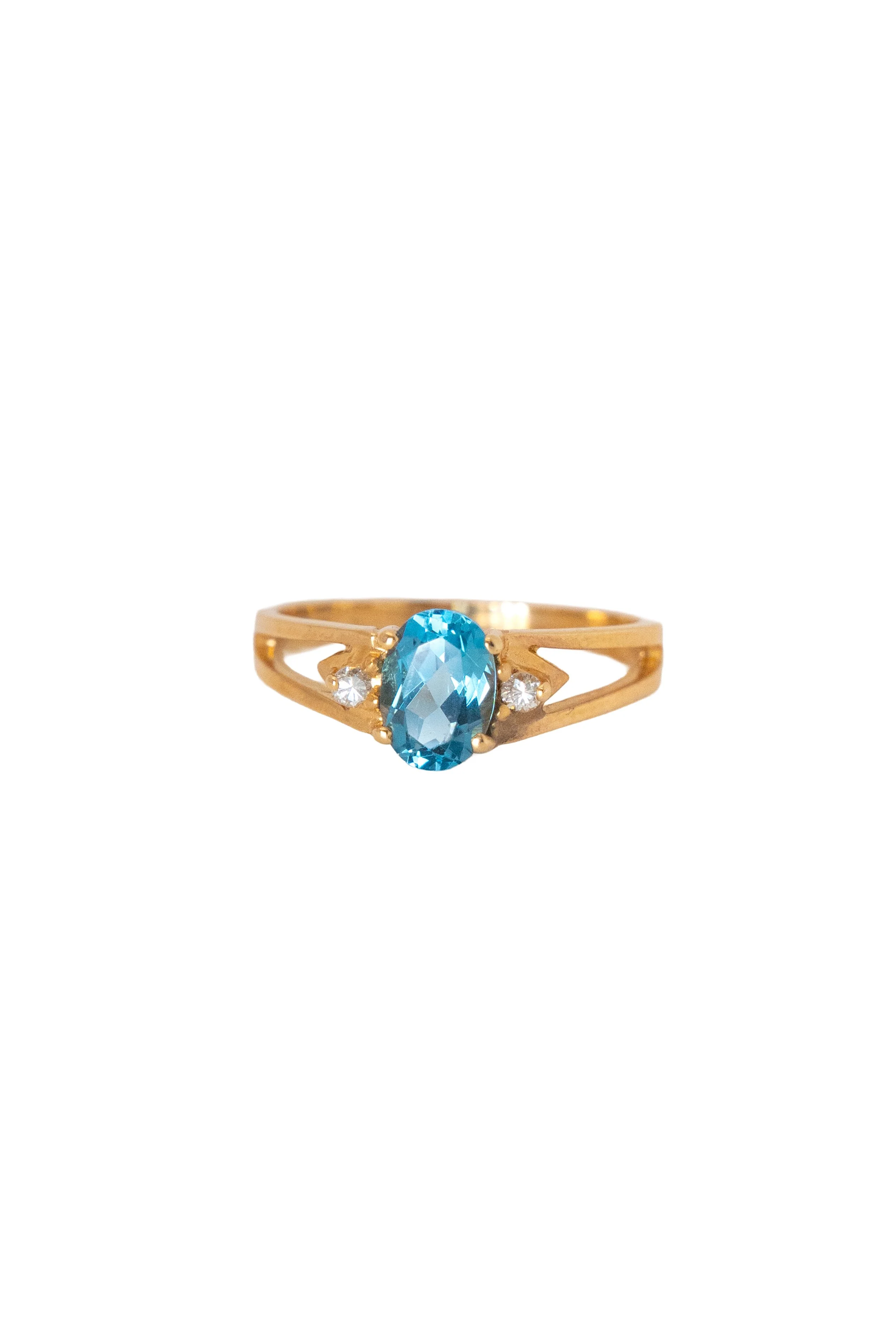 14k Blue Topaz & Diamond Ring