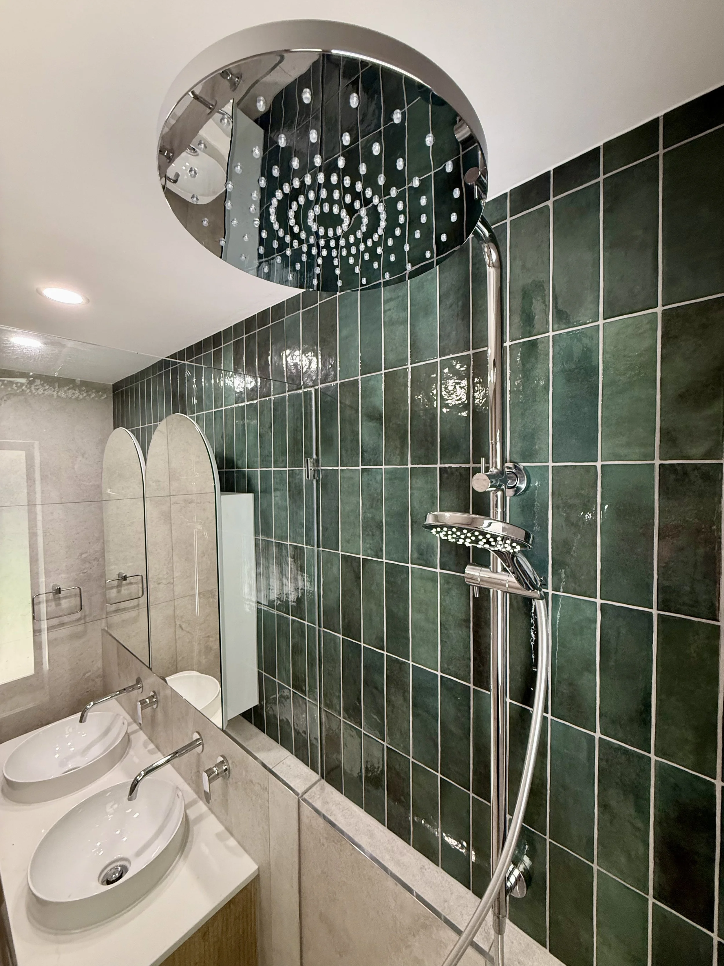 Bathroom renovation with Mizu Drift twin rail shower in Capalaba