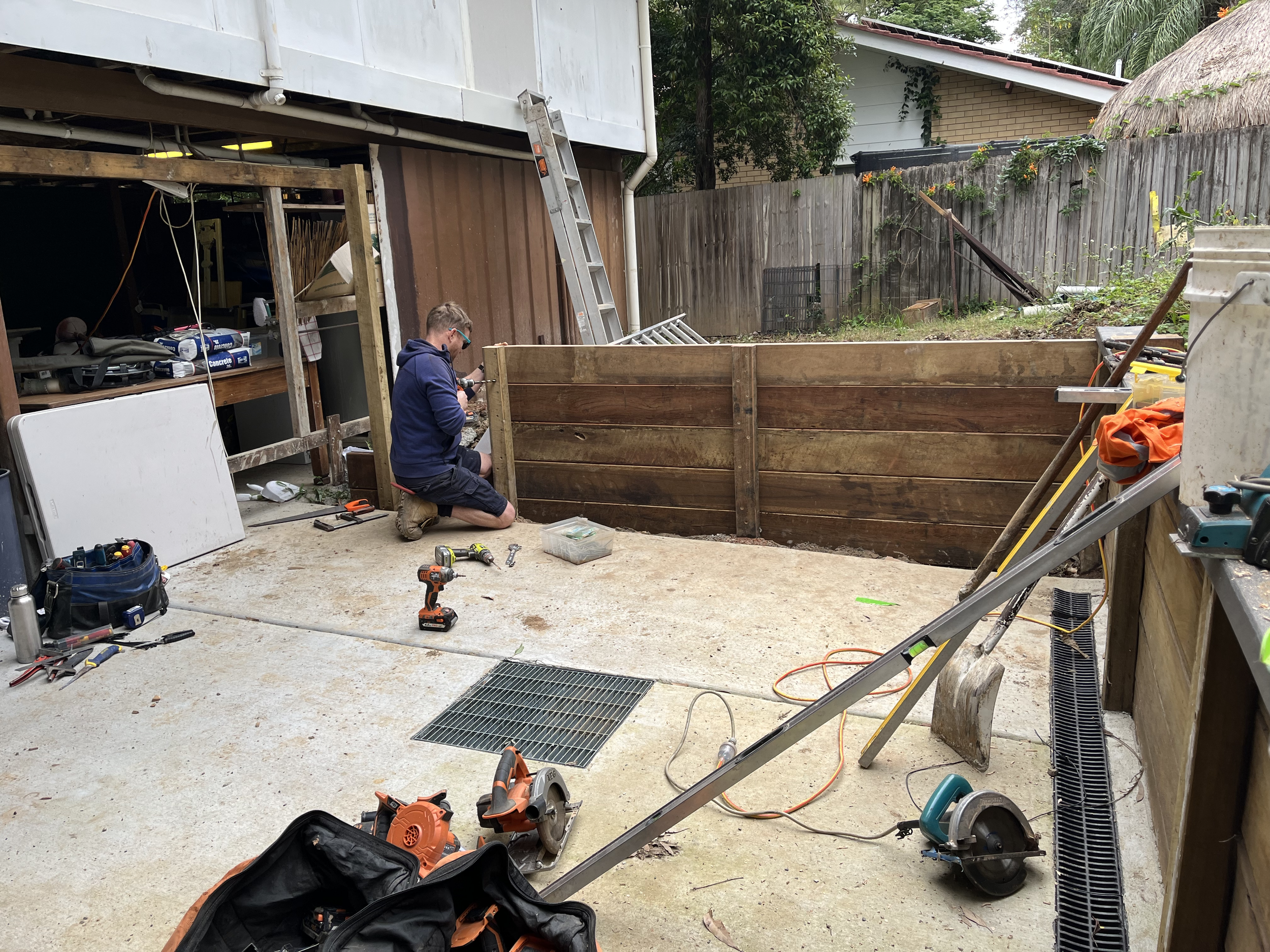 New Hardwood retaining wall and stairs, Daisy Hill