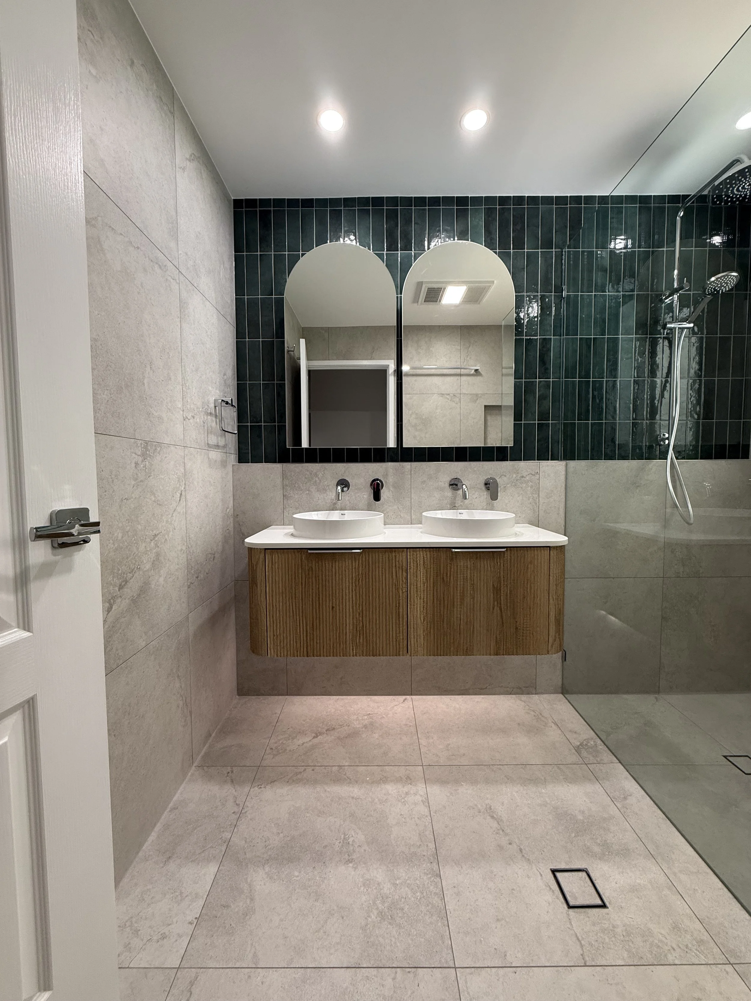 His and hers wall hung vanity. Bathroom remodel in Capalaba