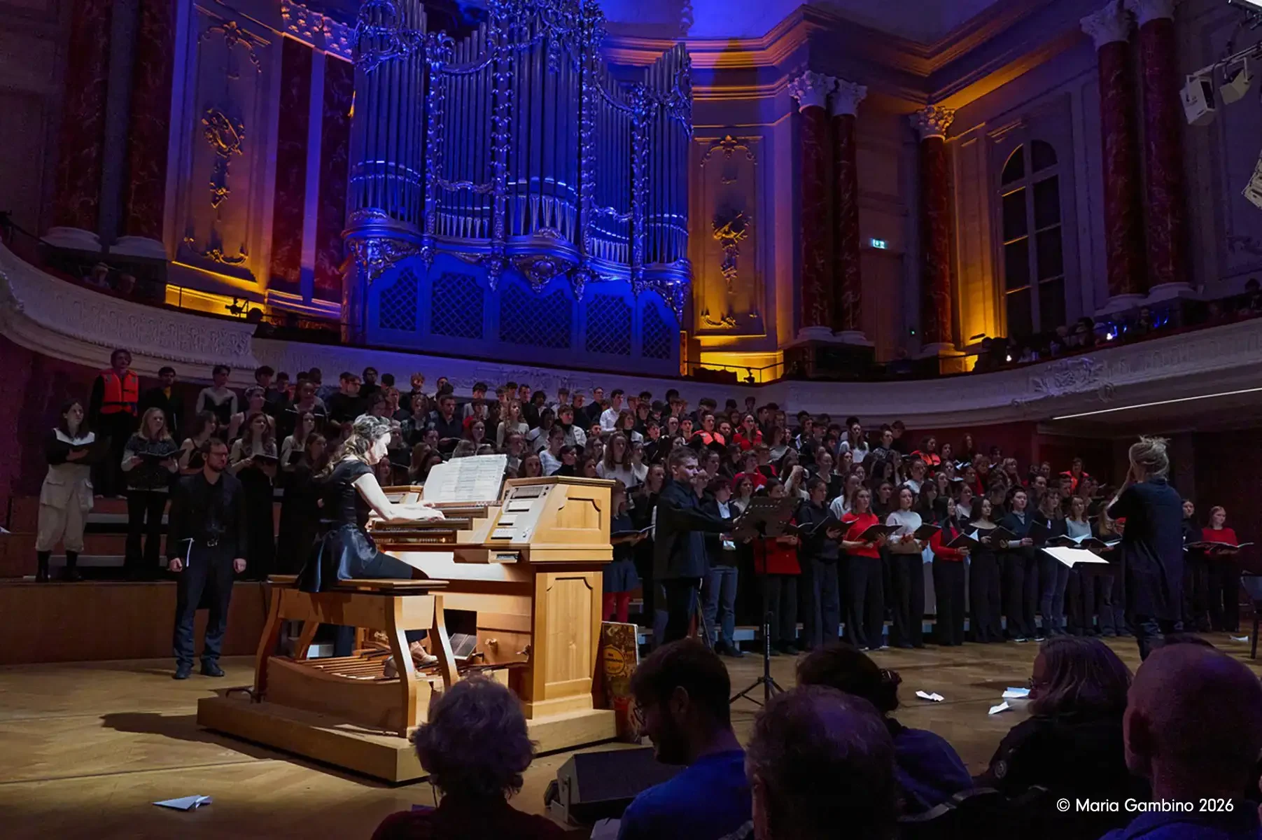 Babette Mondry an der Orgel, flammende erde 2026