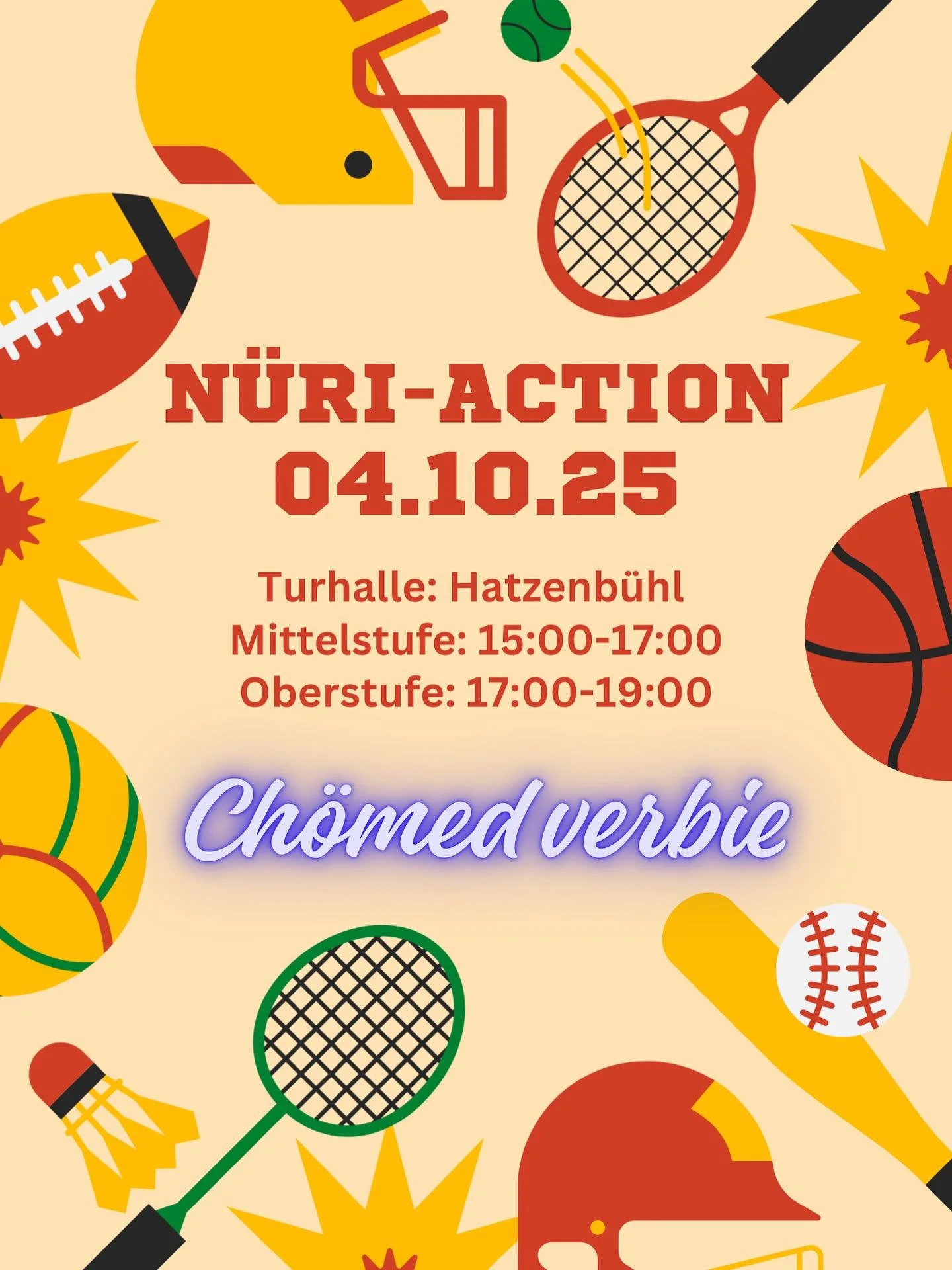 ch&ouml;med negsch wuche am samstig id hatzi turnhalle🎾🥅🏀🏐⚽️