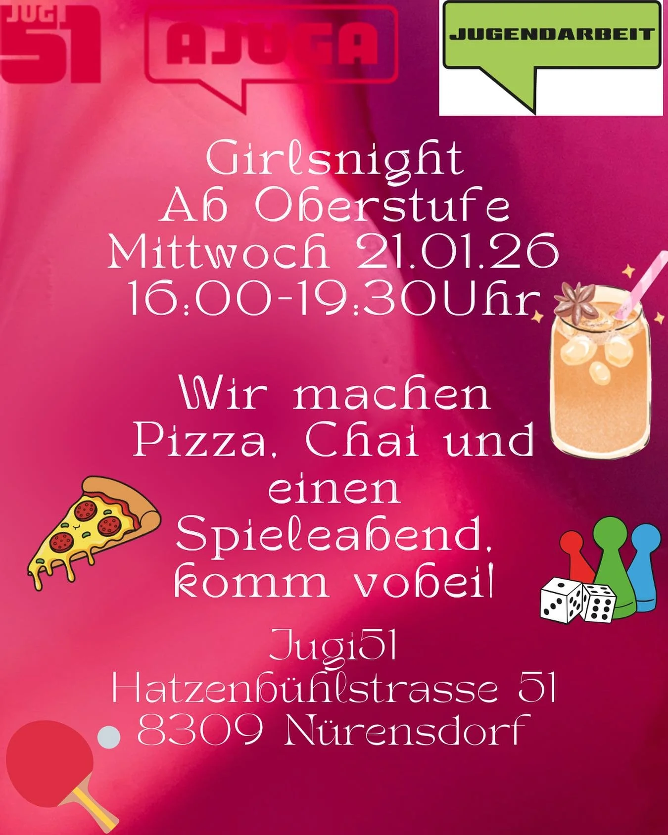 girlsnight am mittwuch! chum verbi!