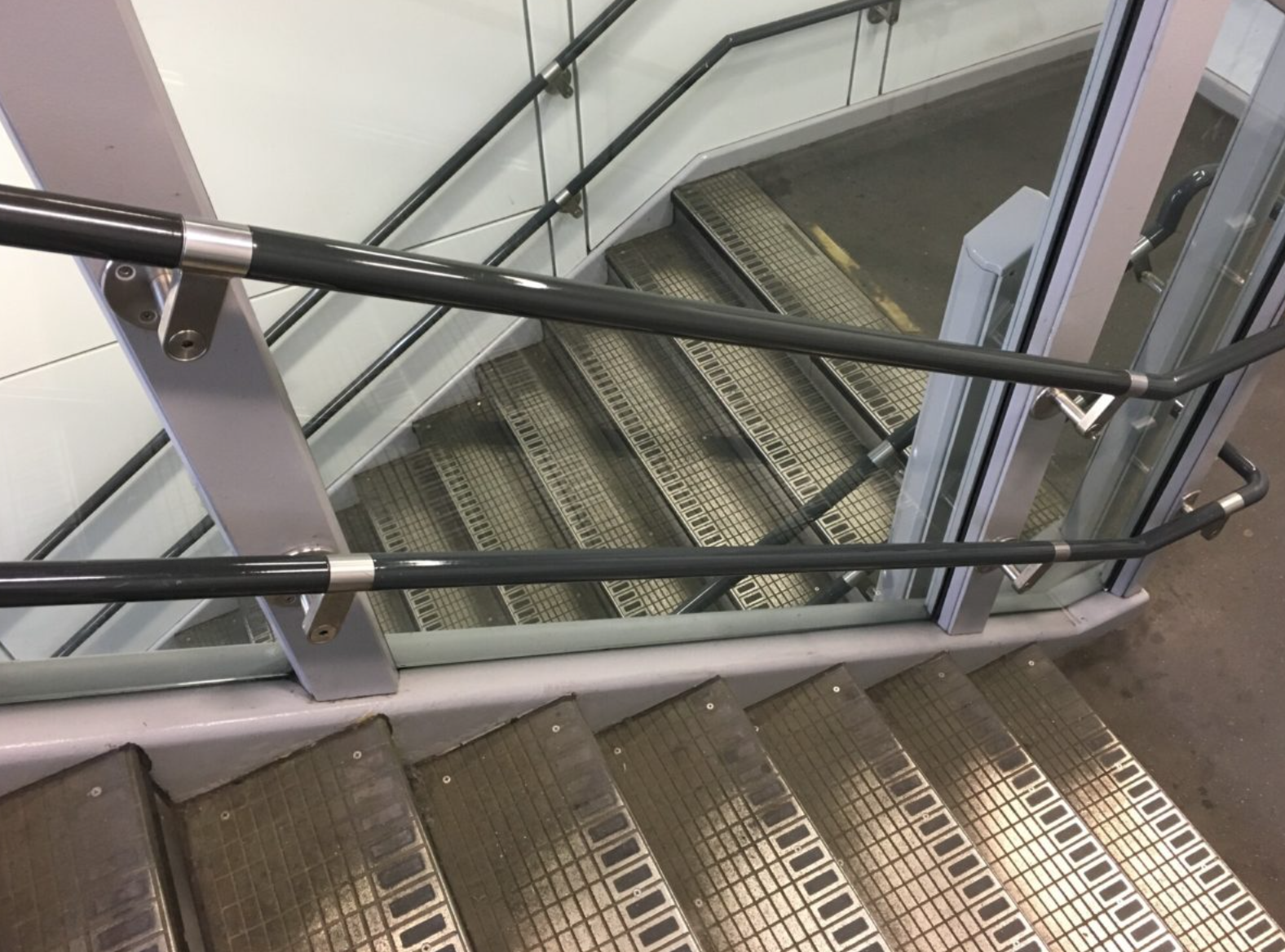 bronze and cast metal stair nosings at Farringdon station, London