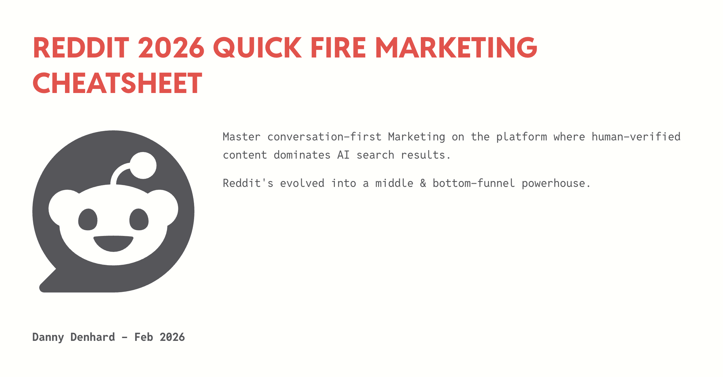 Reddit Cheatsheet 2026