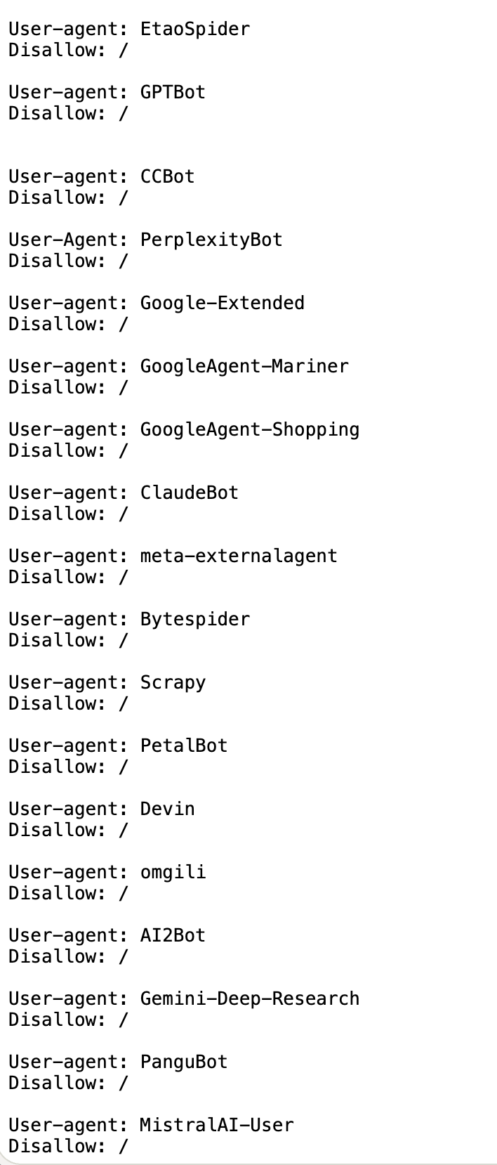 Amazon blocking LLM bots from crawling their site