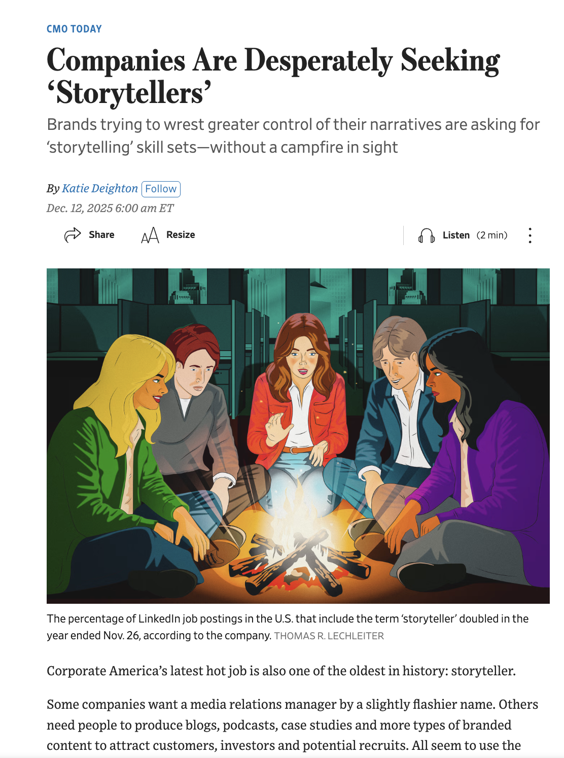 Companies Are Desperately Seeking Storytellers