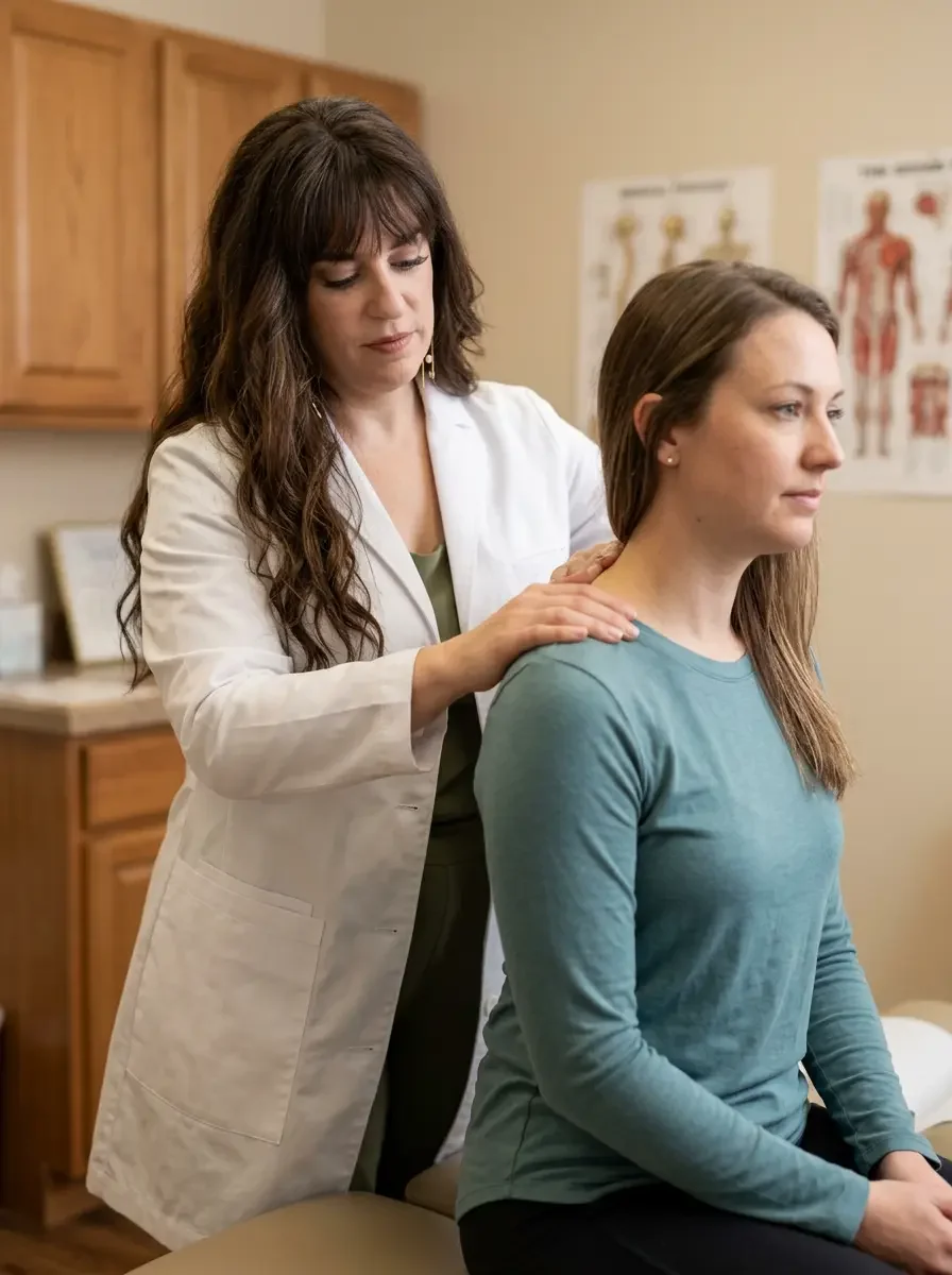 Dr. Alexa Fiffick performing osteopathic manipulative therapy on female patient at Concierge Medicine of the West Side