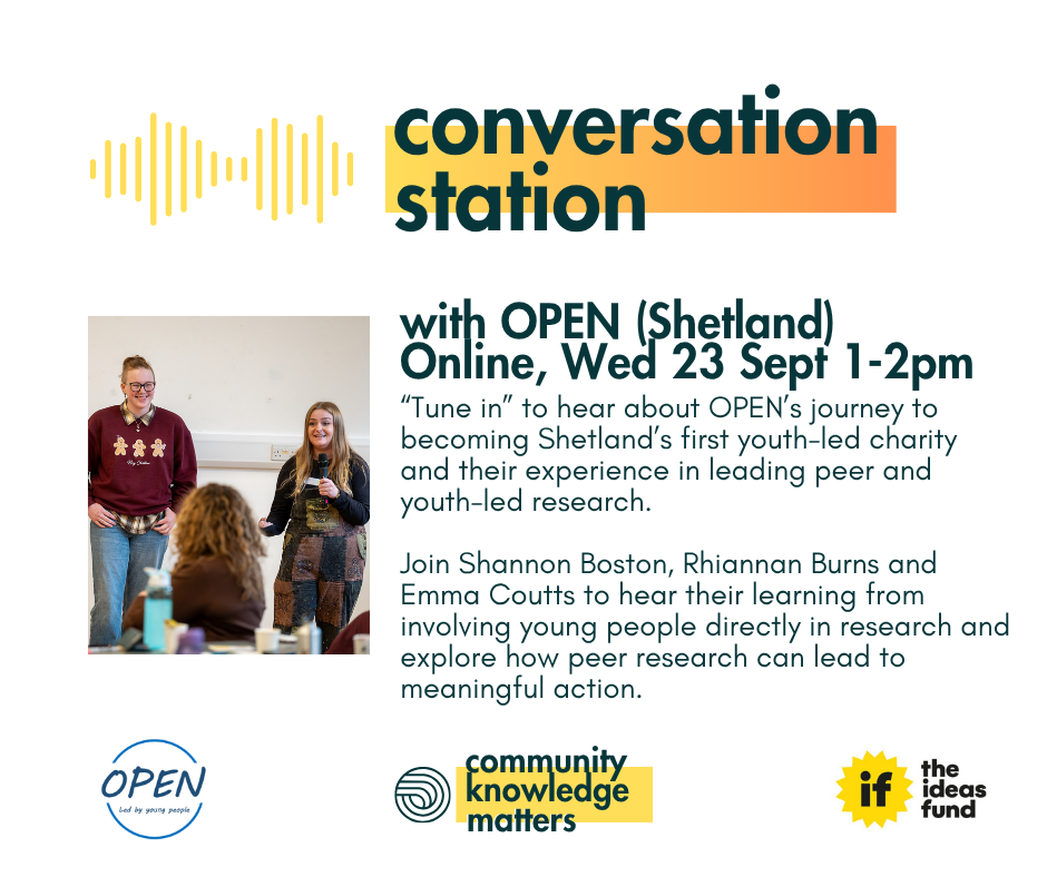 Conversation Station with OPEN Shetland next Wednesday 23 September