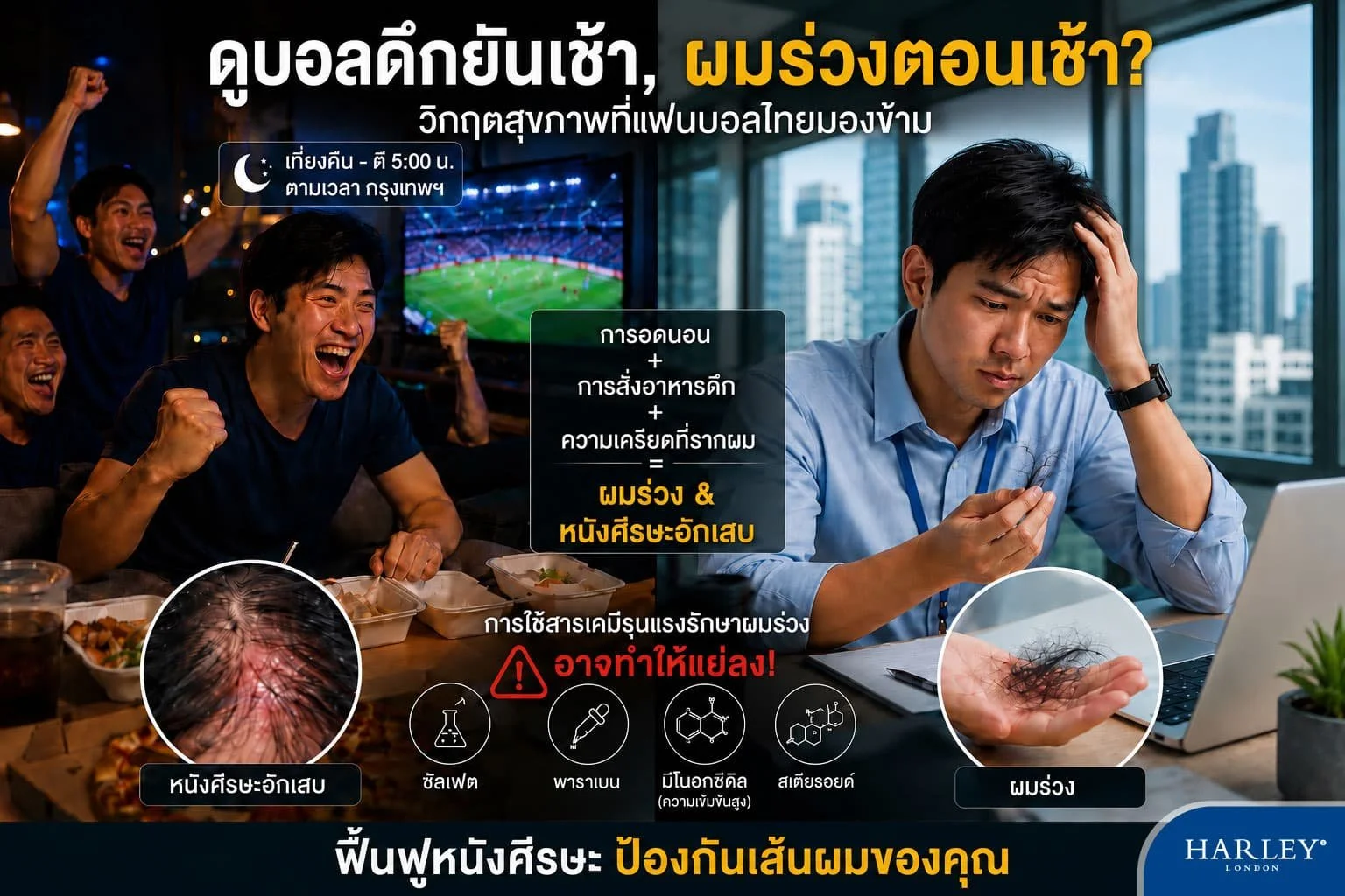 กับดักการอดนอนช่วงบอลโลก (FIFA World Cup 2026): ทำไมการดูแมตช์ดึกถึงเป็นต้นเหตุของผมร่วงและหนังศีรษะอักเสบ