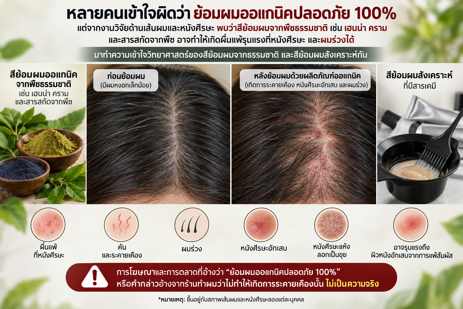 สีย้อมผมออร์แกนิกคืออะไร? ปลอดภัยจริงไหม ทำไมบางคนยังแพ้และผมร่วง?