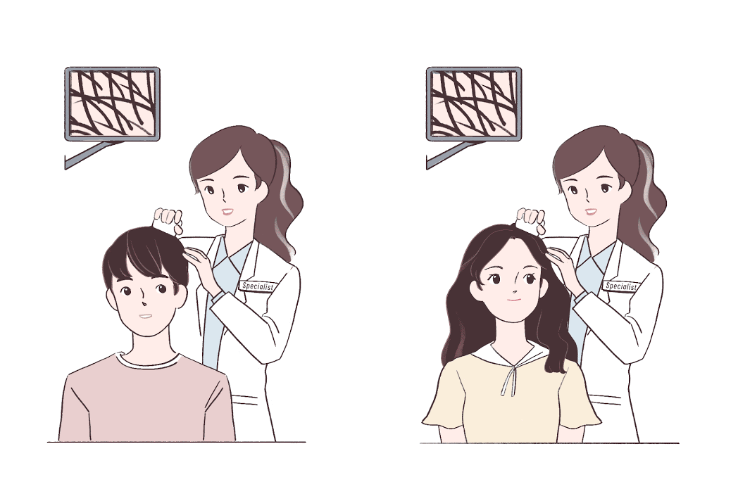 เช็คสภาพปัญหาเส้นผมและหนังศีรษะ ผมร่วงและผมบางในเพศหญิงและเพศชาย