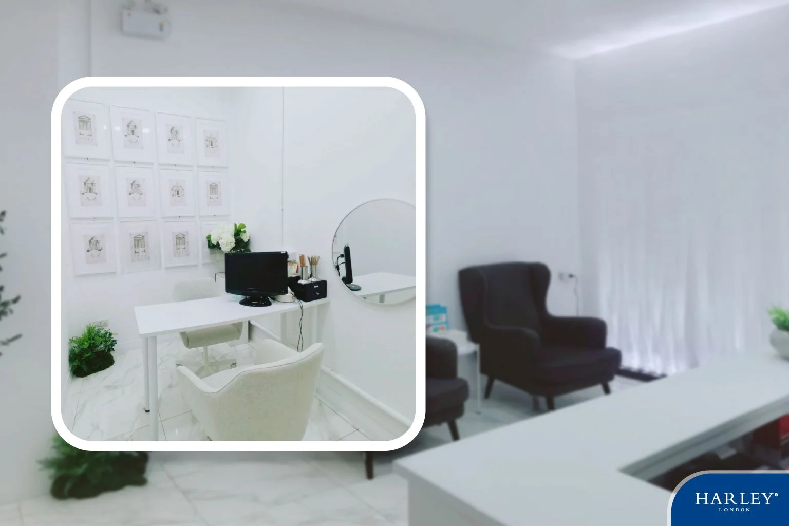Harley St. Hair Centre Rangsit 分店的一对一毛发与头皮咨询室，采用舒适、私密的咨询环境，让客户能够安心接受专业毛发与头皮分析、Trichoscopy（毛发与头皮检测）及个性化毛发与头皮护理建议。