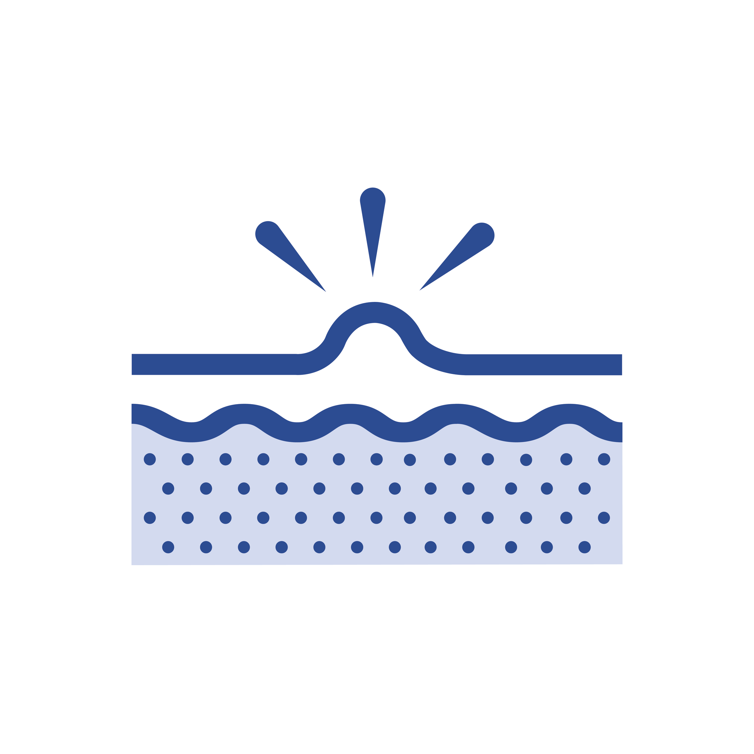 Icon of a water filter with water splashing out.