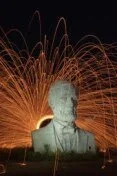 Abe — Abandoned President Park with the heads of past presidents still survives just like our Country even in the darkest days we find a way to survive. Using homemade fireworks I created the flames behind Abe's Head