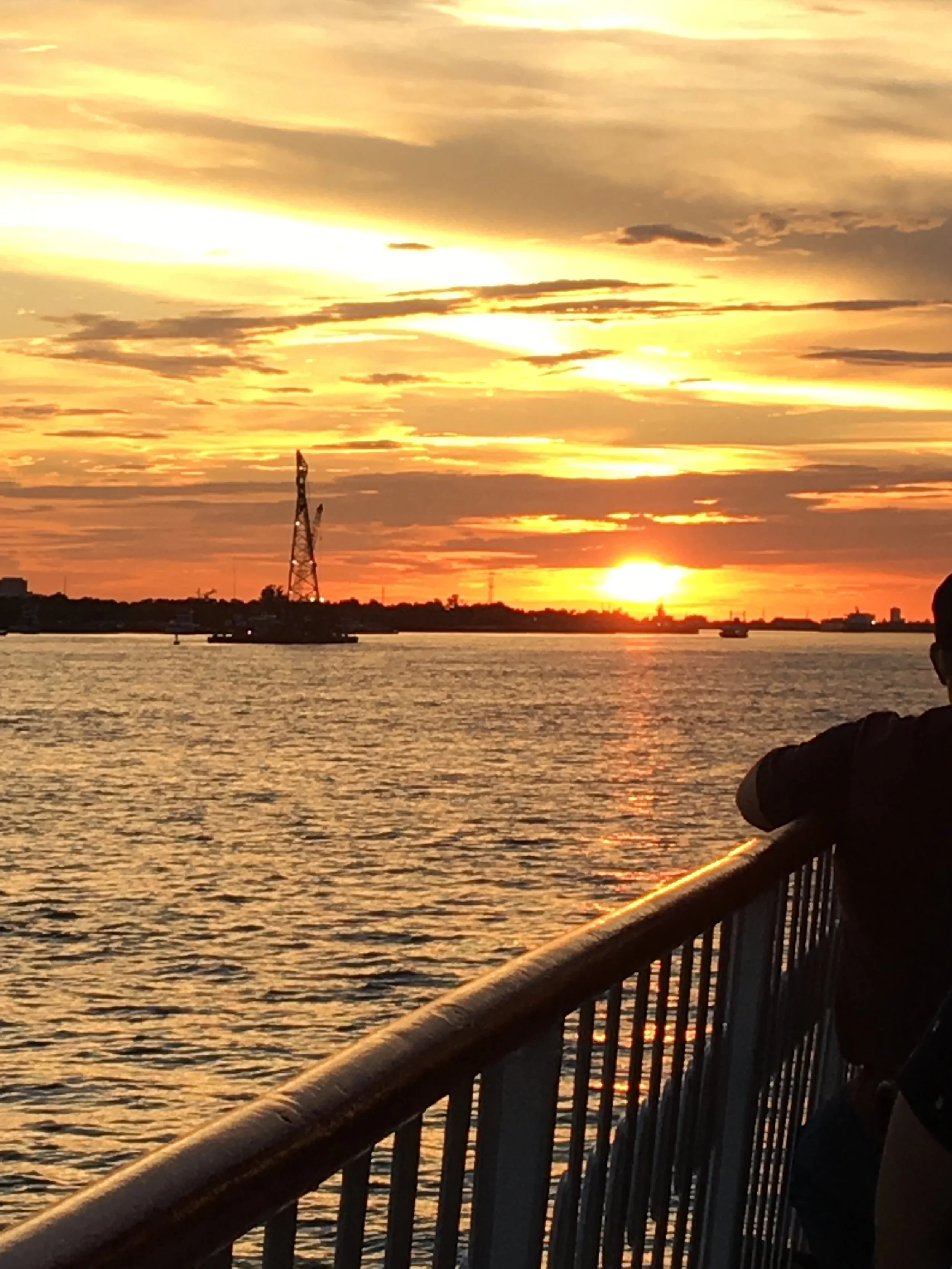 Sunset on the Mississippi from New Orleans Steamboat — New Orleans is a great example of the melting pot that is America.