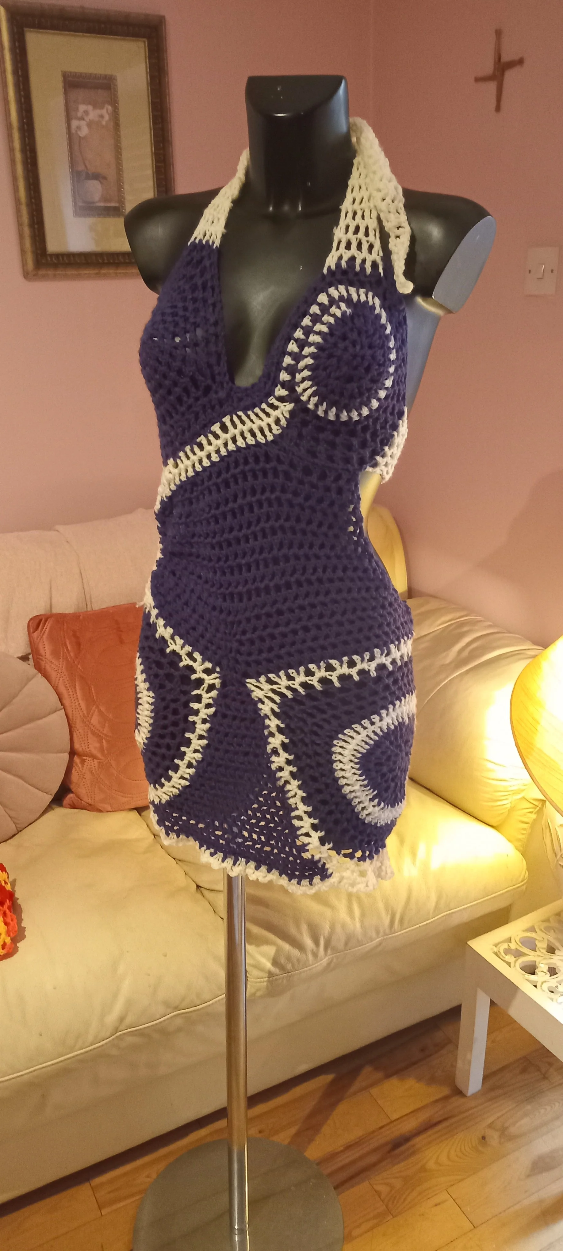 Plum and vanilla beach party cocktail dress