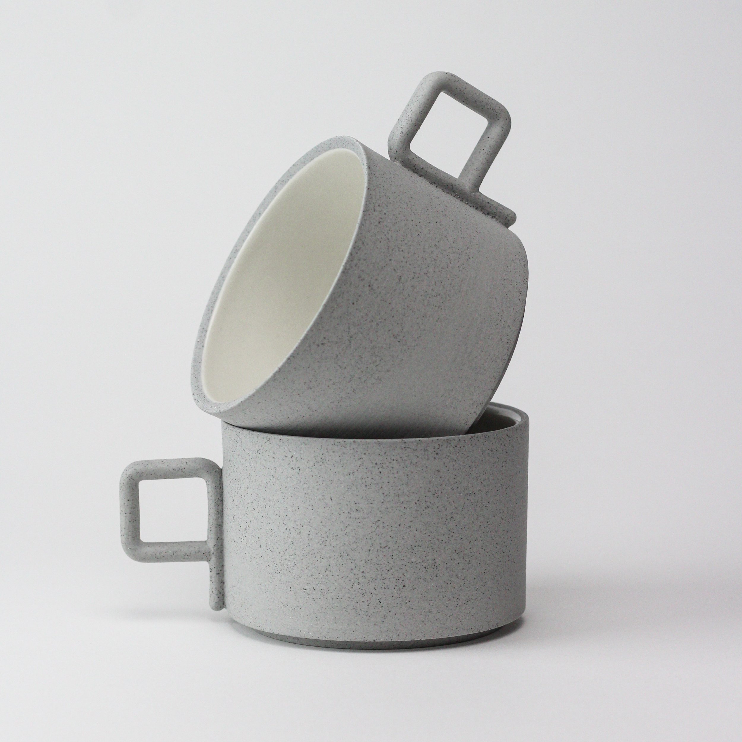 Grey cup with handle