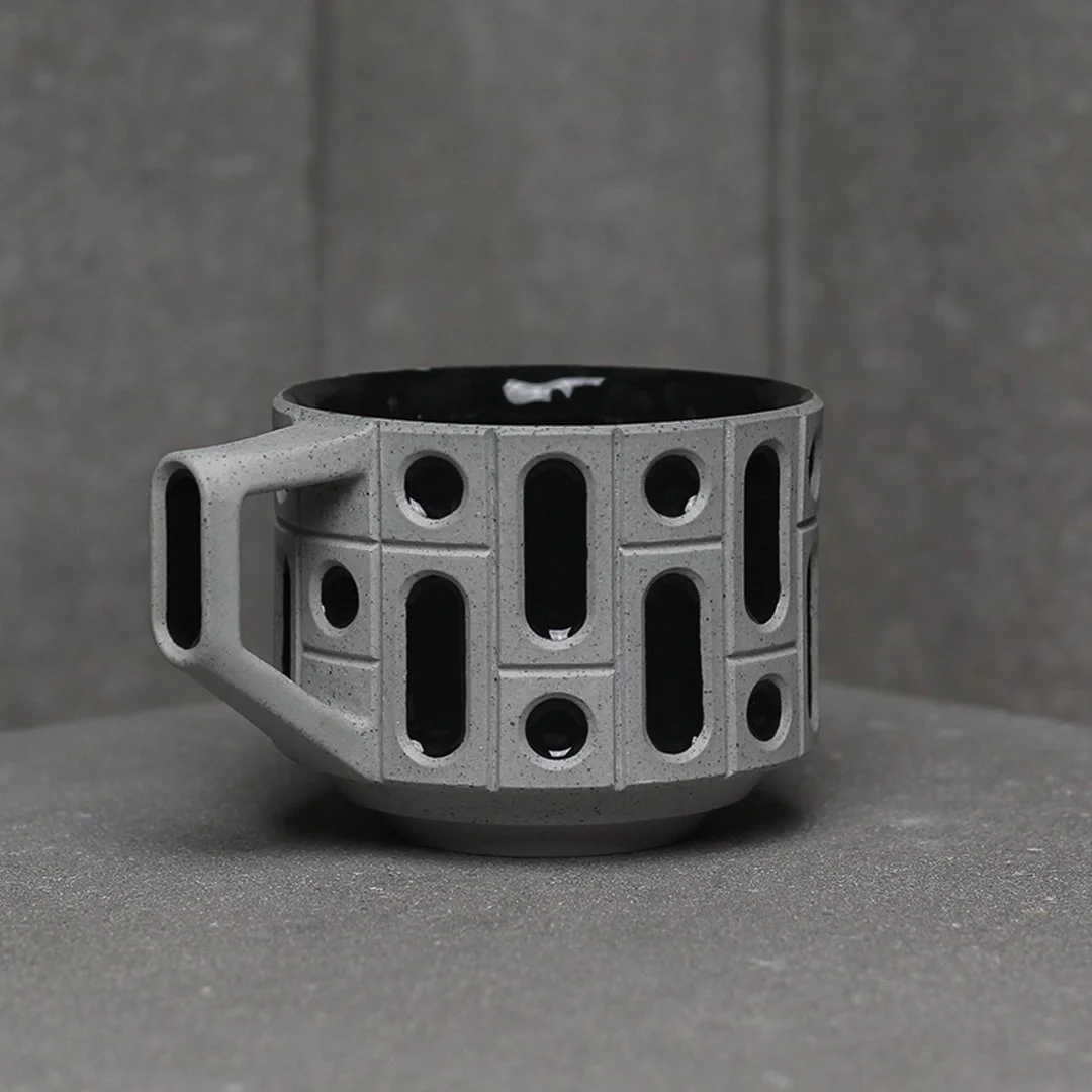 Black Brutalist cup with a handle
