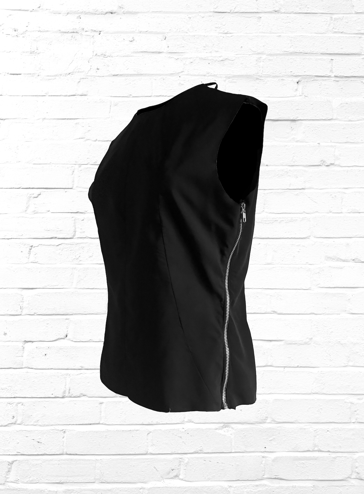 Black Sleeveless Nylon zip top UK 10