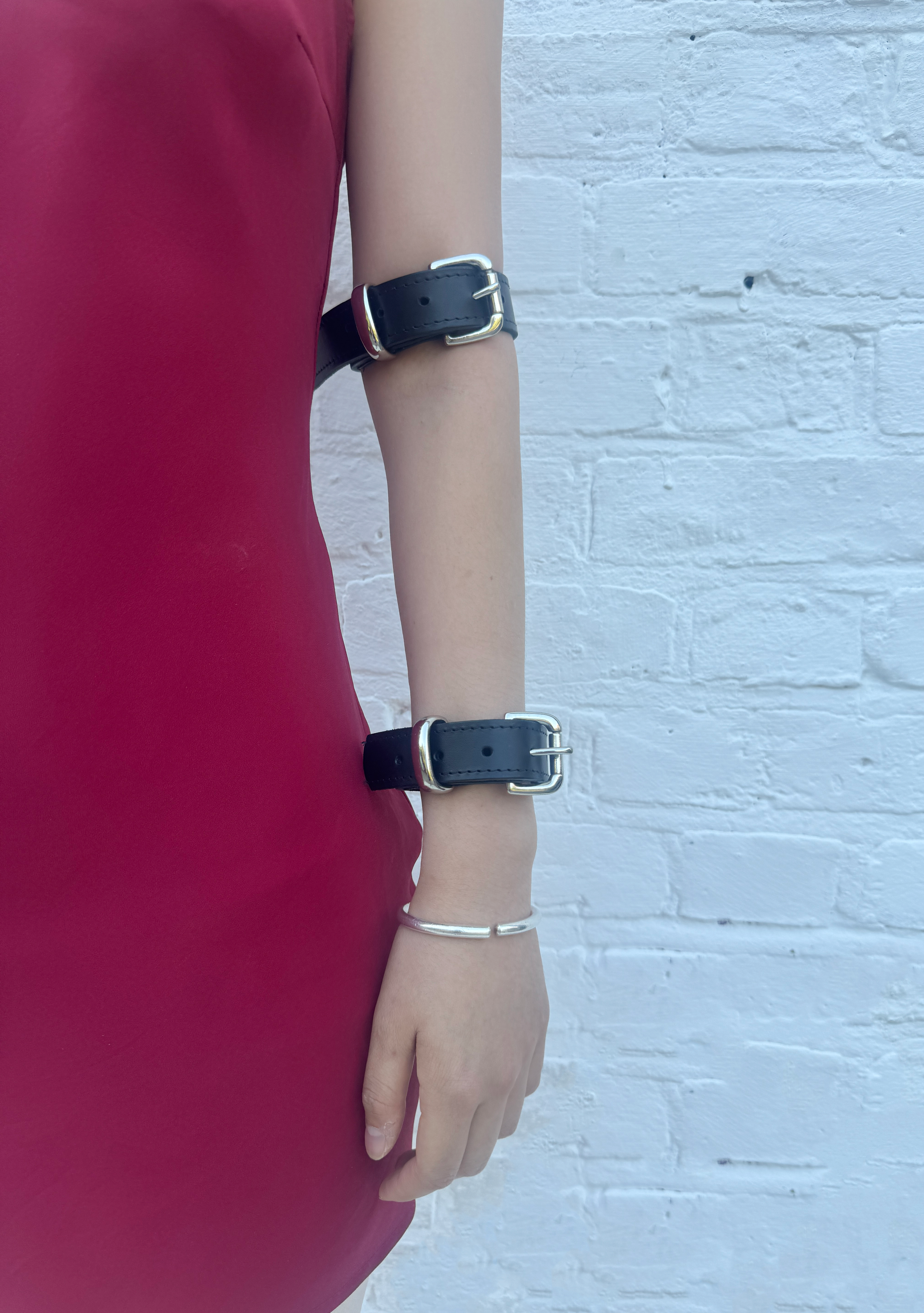 Prey '26 Classic Black Stitched Leather Arm Cuff Belt
