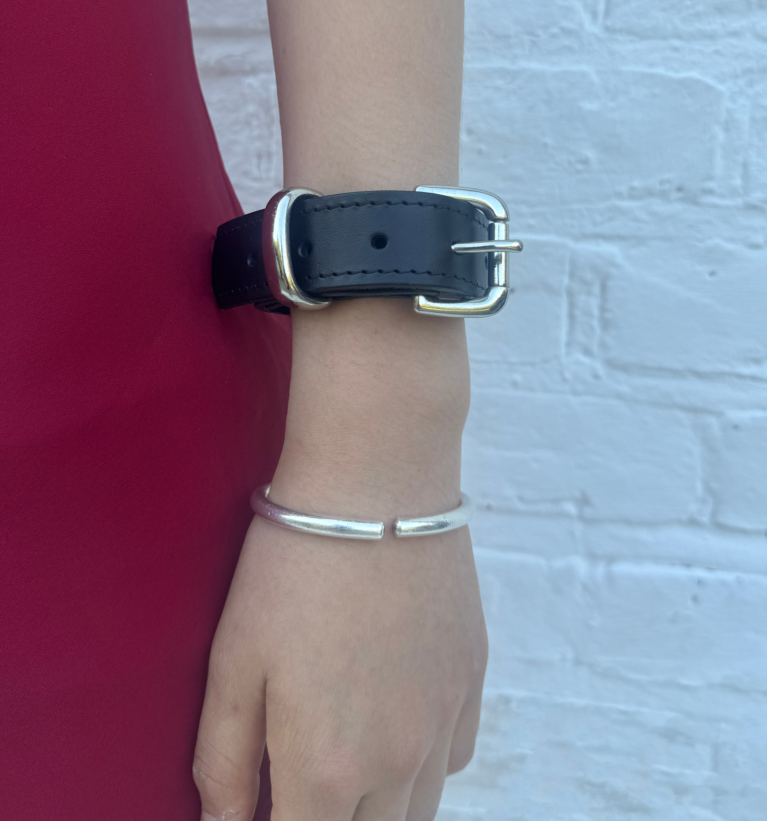 Prey '26 Classic Black Stitched Leather Bracelet Belt