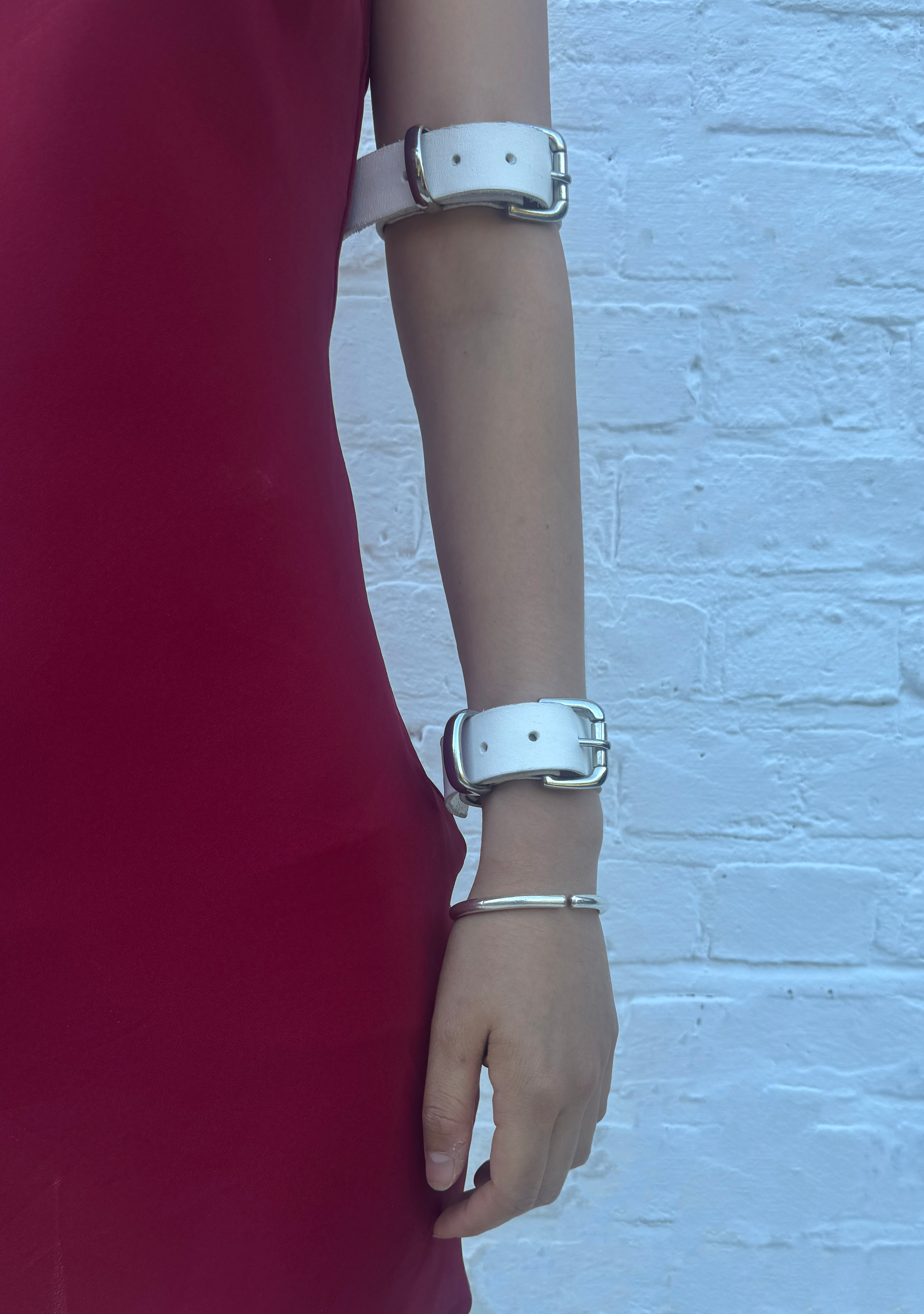 Prey '26 Precision White Leather Arm Cuff Belt