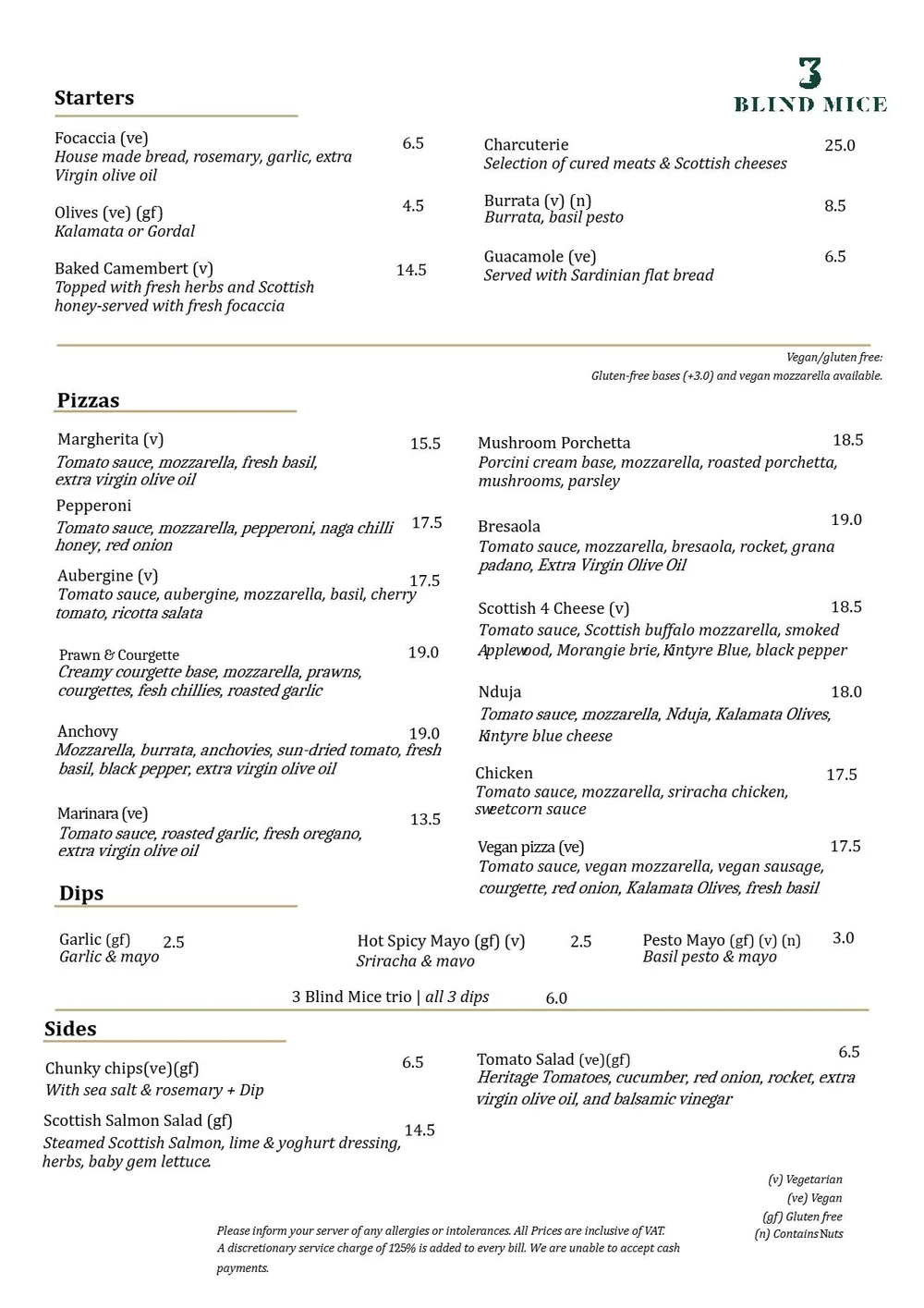 Menu — Three Blind Mice