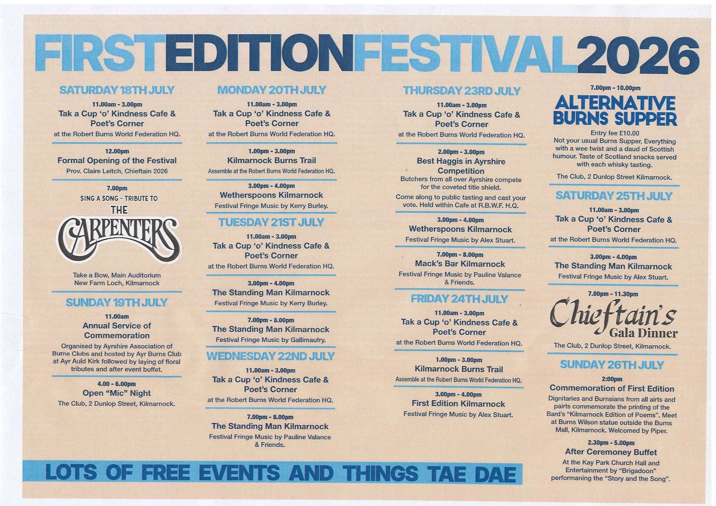 1st Edition Festival 18th July - 26 July 2026