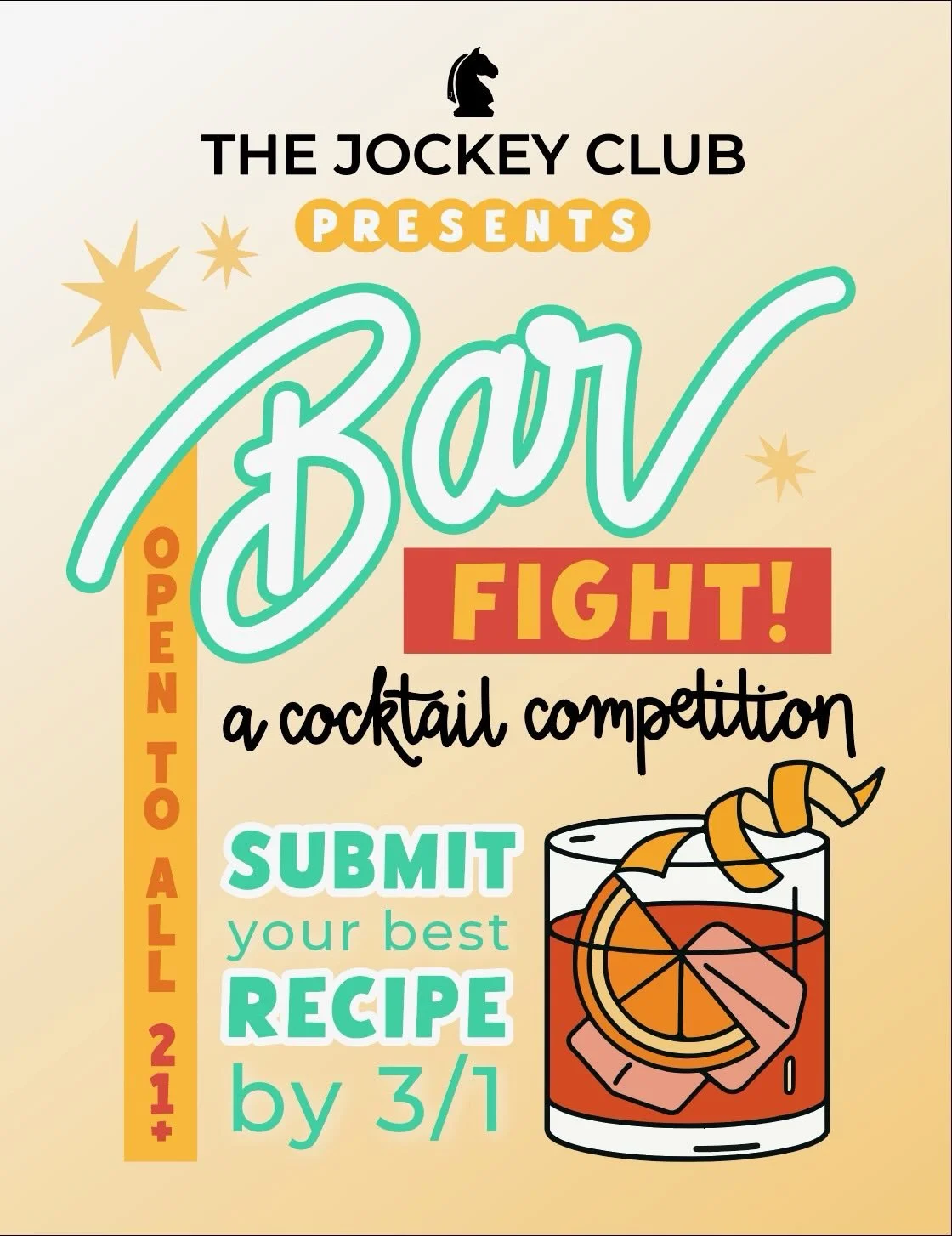 Get ready, we&rsquo;re having a Bar Fight! 🥊
Submit your homemade cocktail recipe and step into the ring! (Link in bio)

What&rsquo;s at stake?
⭐️Winners will have their drinks featured on the Jockey Club menu throughout March.
⭐️For every drink sol