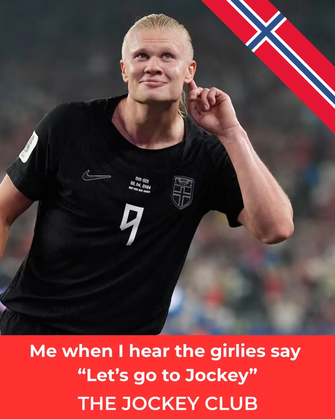 Game is on at 5 and in case you weren&rsquo;t up to speed, we are Norway fans 🇳🇴
See you at the Jockey!
