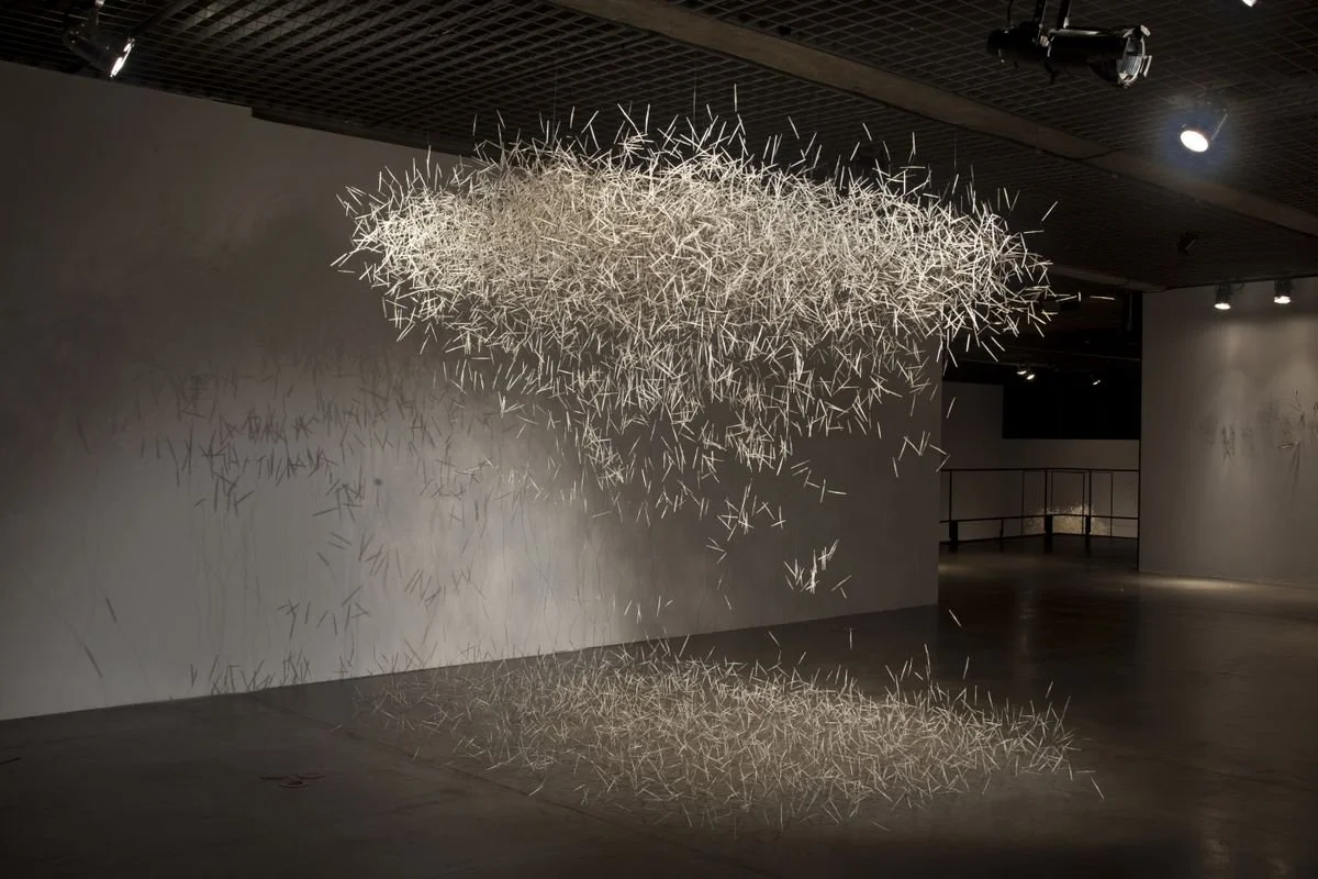Picture of "Clouds - La pluie" an installation by Carole Solvay hosted in MuBE, Sao Paulo, Brazil