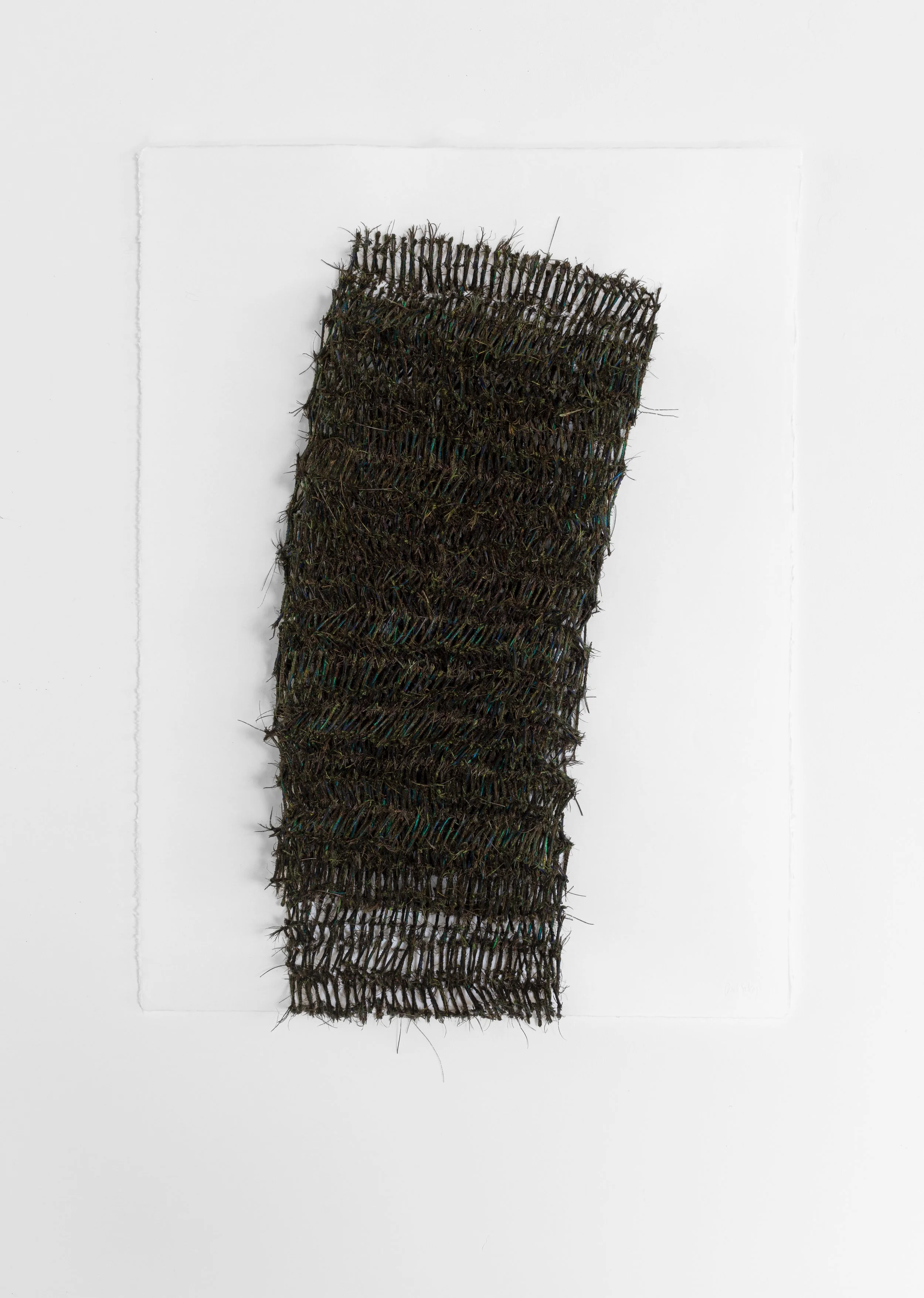 Prismes, 2024. Feathers and paper. 88 x 67 x 10 cm