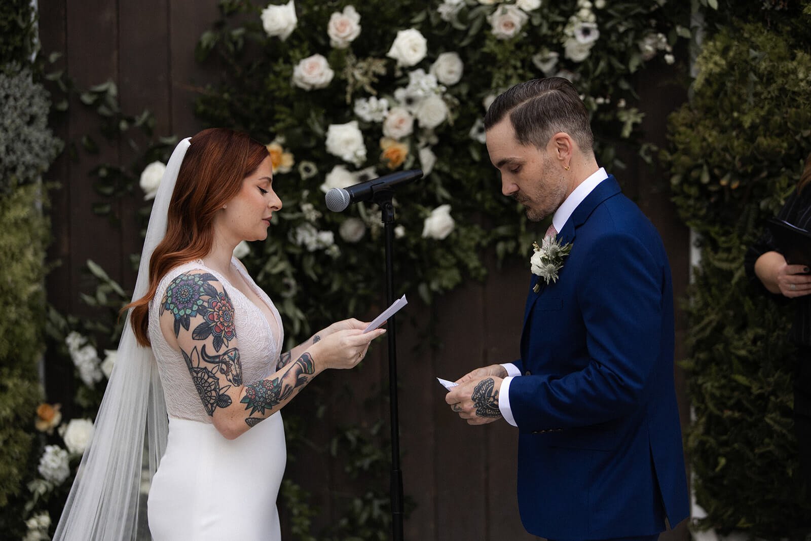San Diego wedding ceremony reading of vows.