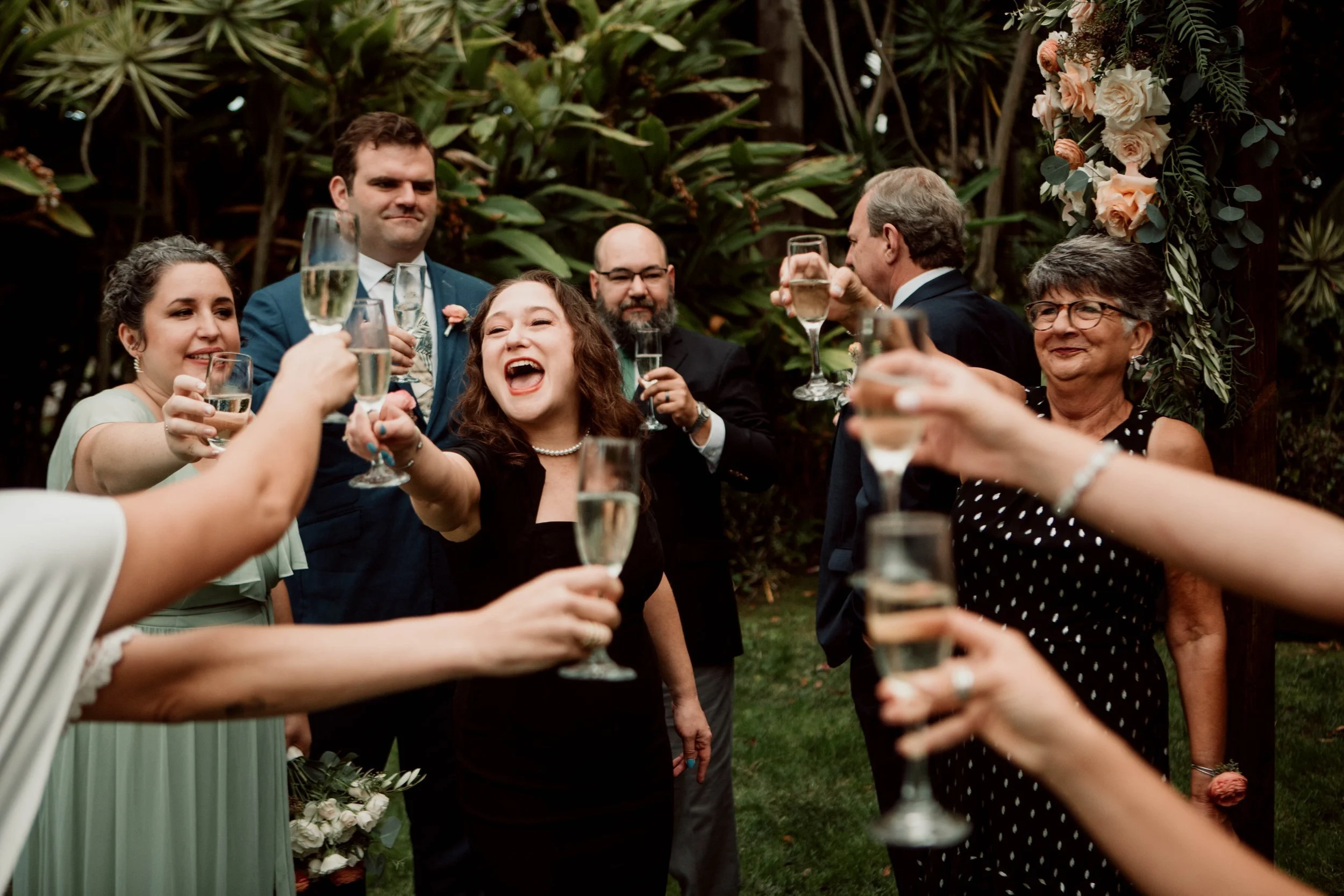 San Diego guests cheers with champagne.