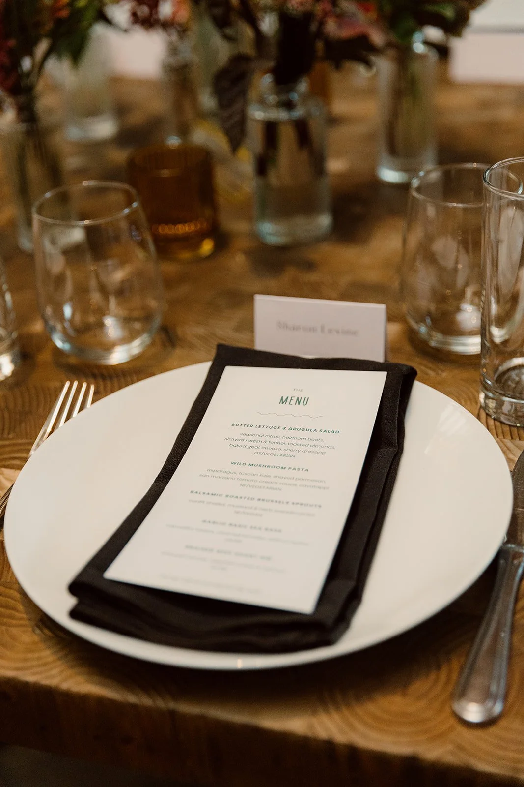 San Diego wedding reception menu.