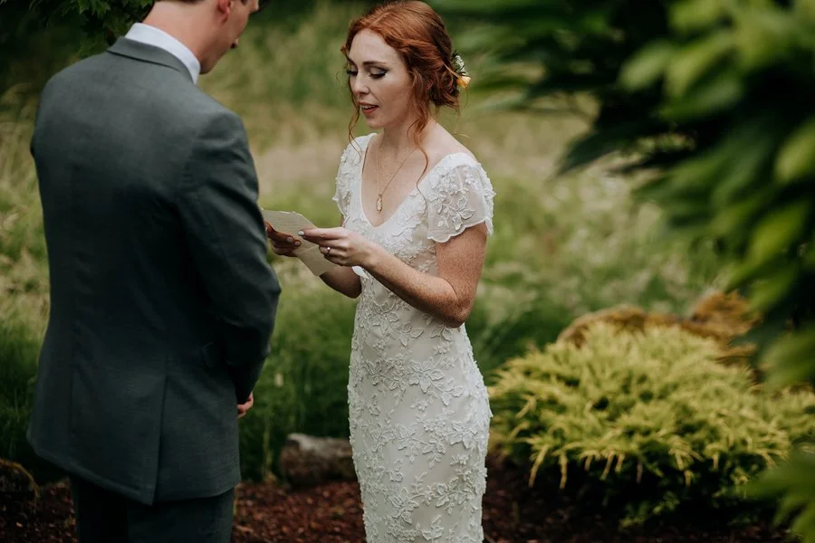 Couple shares vows at their wedding in San Diego CA.