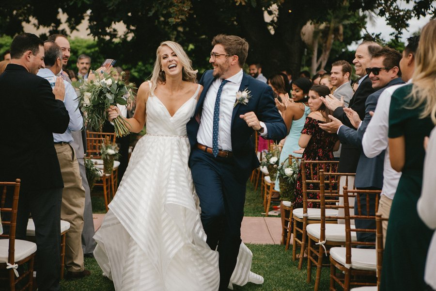 Happy couple at the end of their San Diego CA wedding.