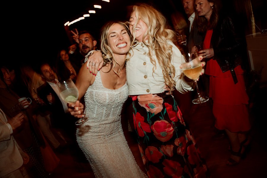 Bride dances at her wedding reception in Los Angeles.